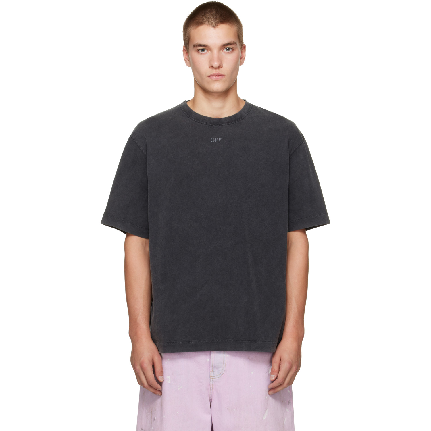 Off-White Black Swimming Face Skate S/S T-shirt