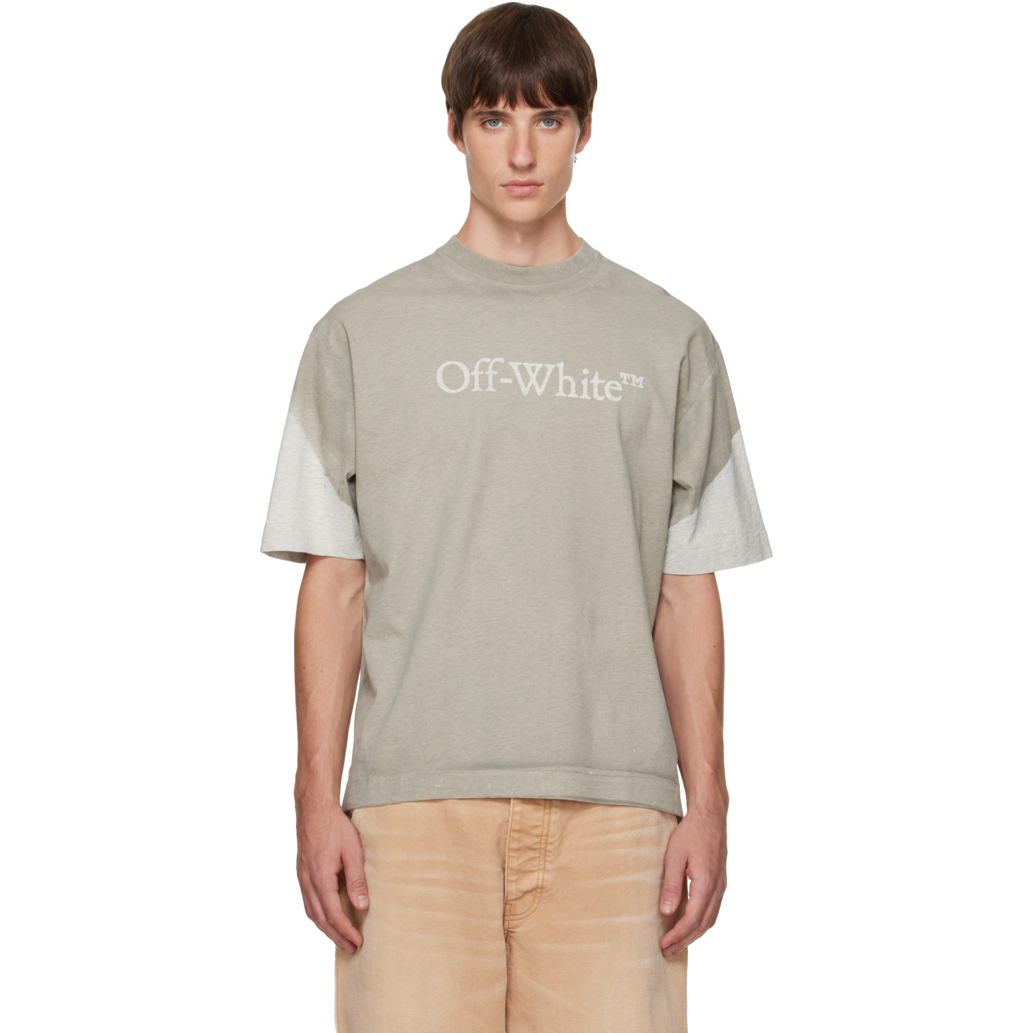 Off-White Gray & White Negative Big Bookish Skate S/S T-shirt