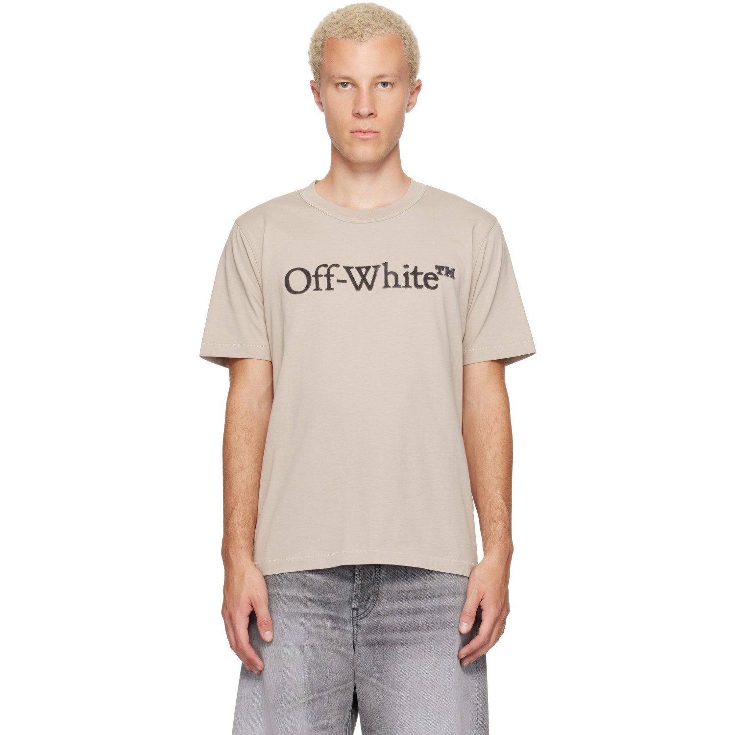 Off-White Beige Big Bookish Regular T-shirt