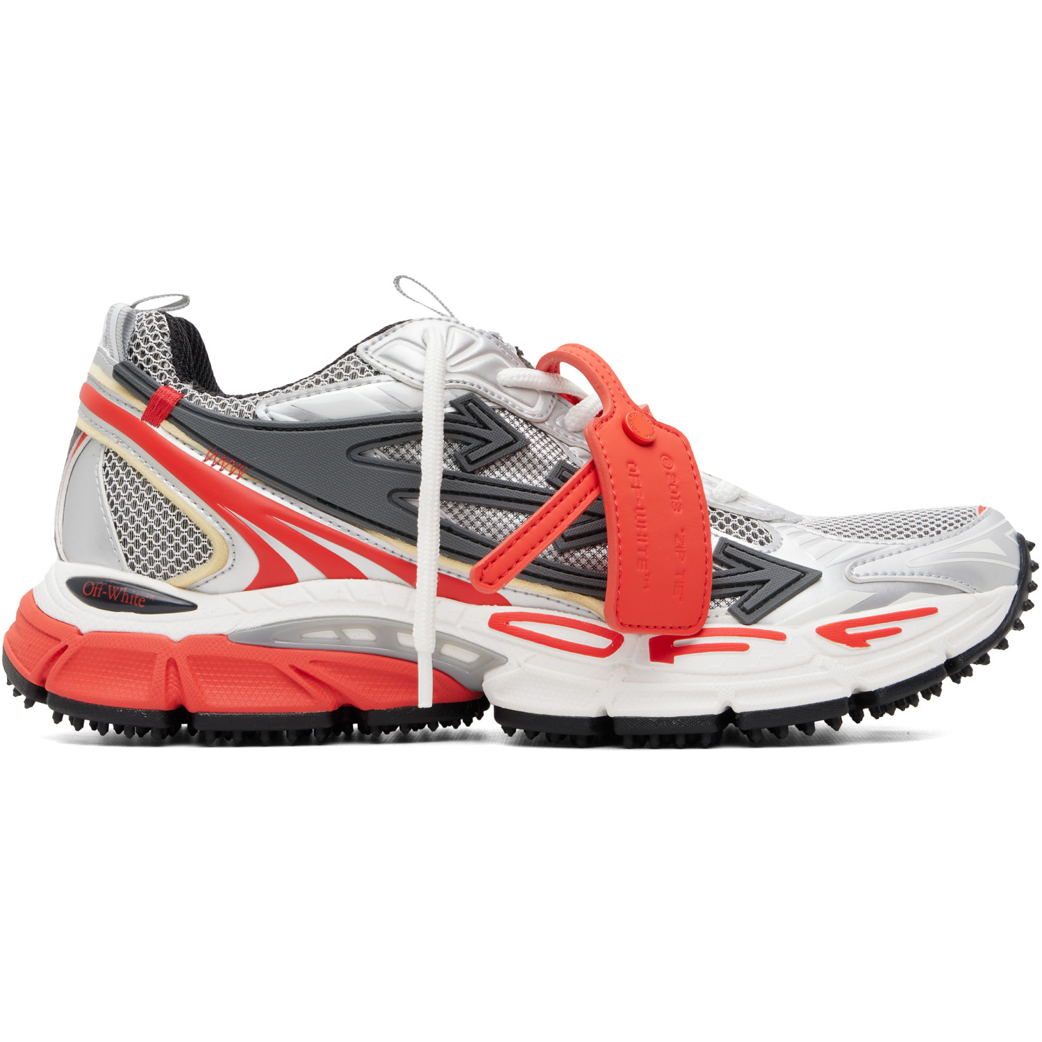 Off-White Silver & Red 'Be Right Back' Sneakers