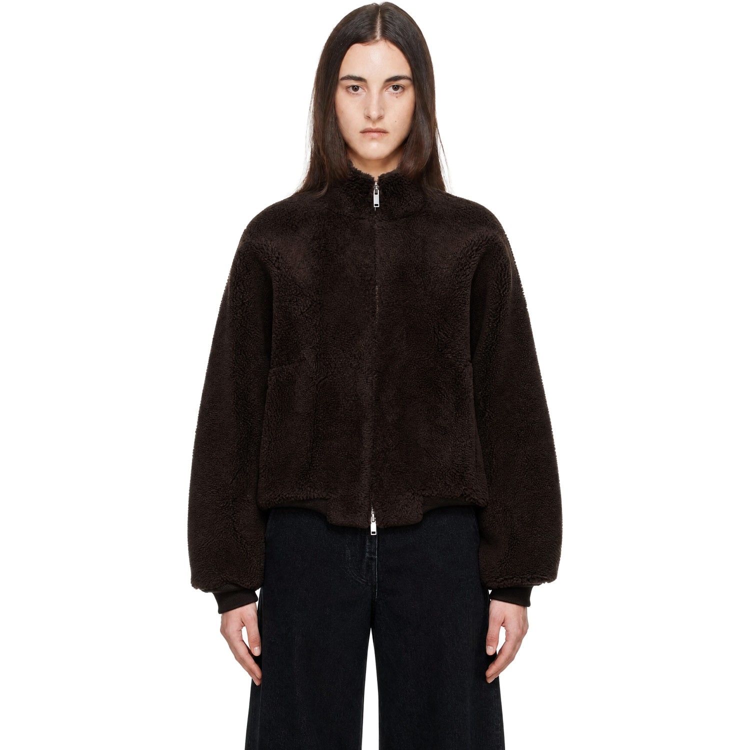 Studio Nicholson Brown Merinillo Curly Shearling Jacket