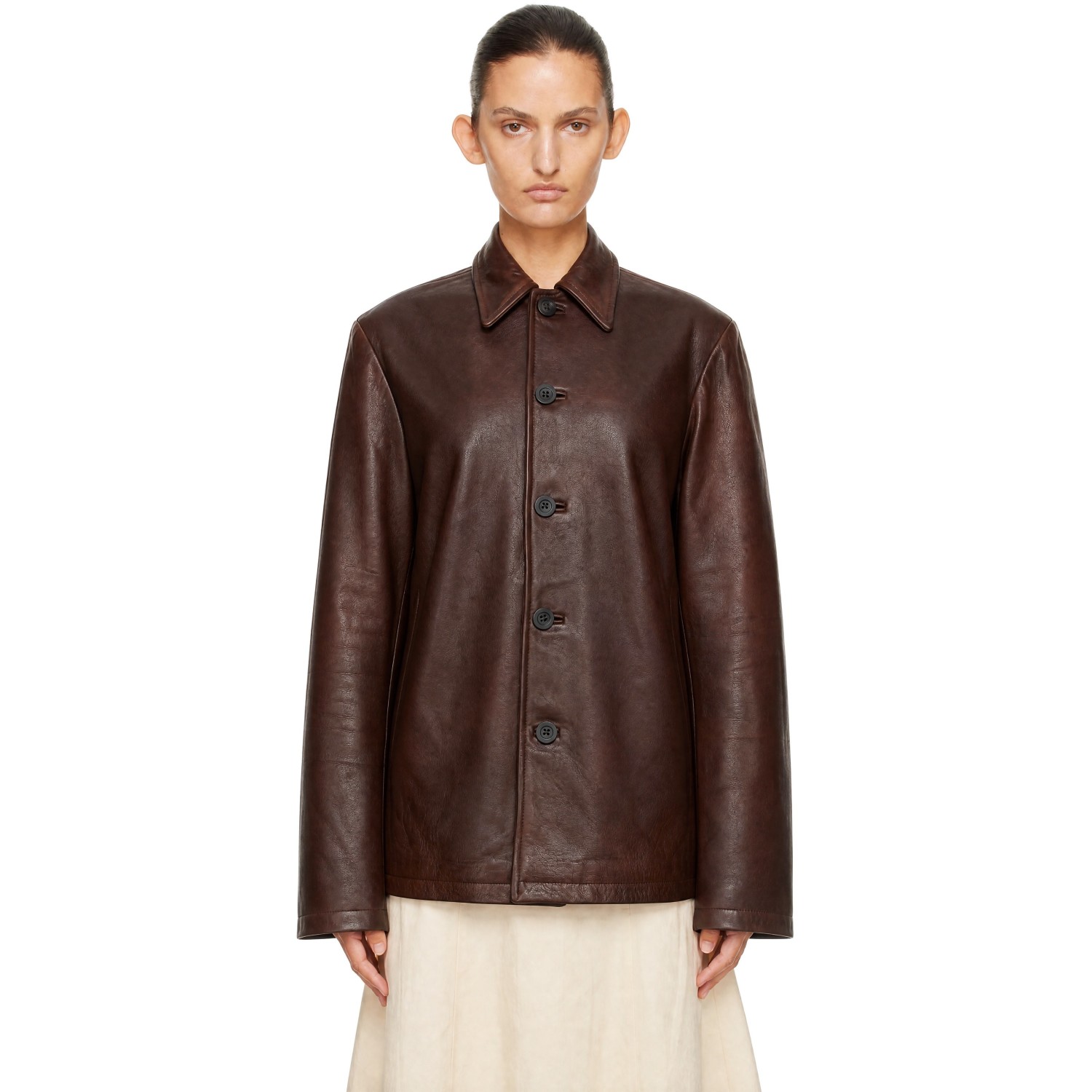 Studio Nicholson Brown Landau Leather Jacket