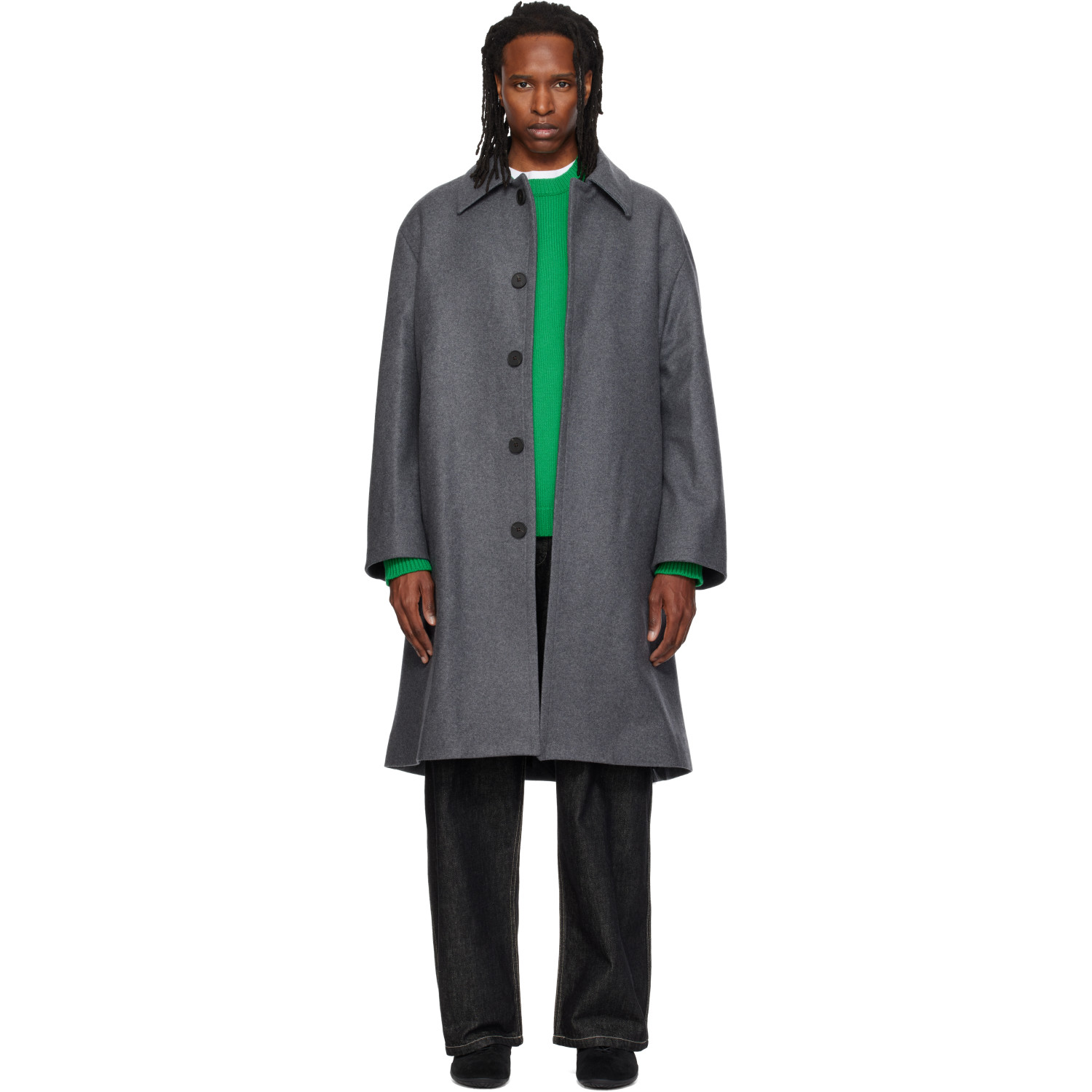 Studio Nicholson Gray Wool Overcoat