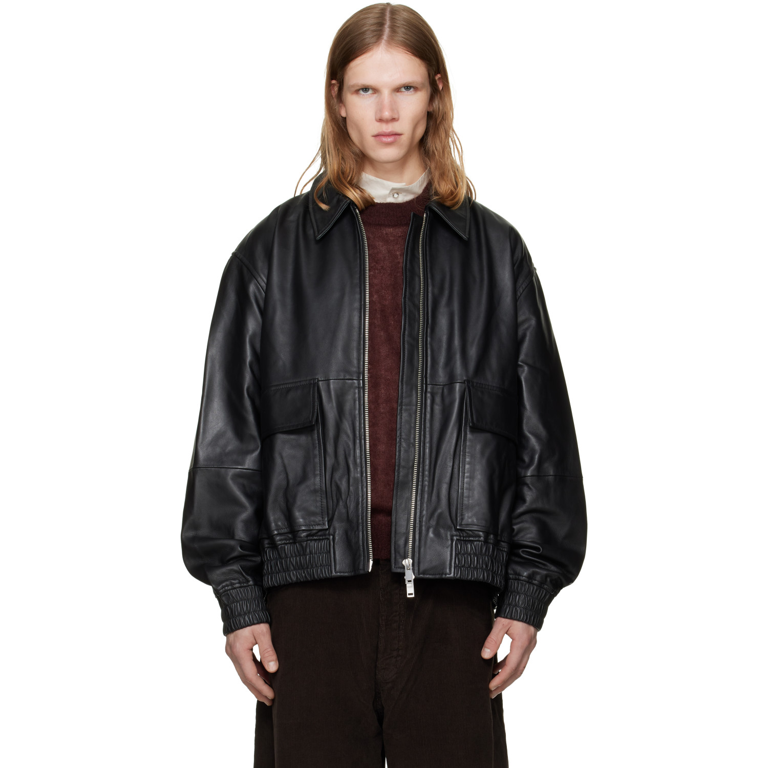 Studio Nicholson Black Piston Leather Jacket