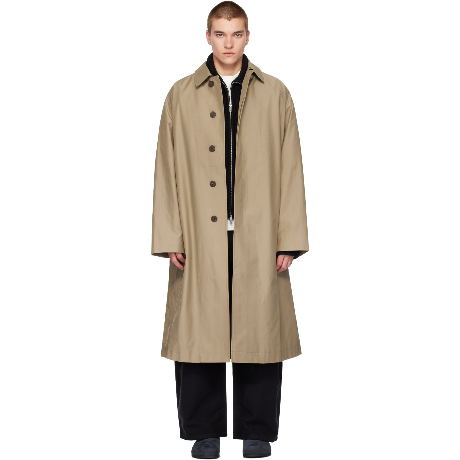 Studio Nicholson Khaki Crowe Coated Cotton Trench Coat