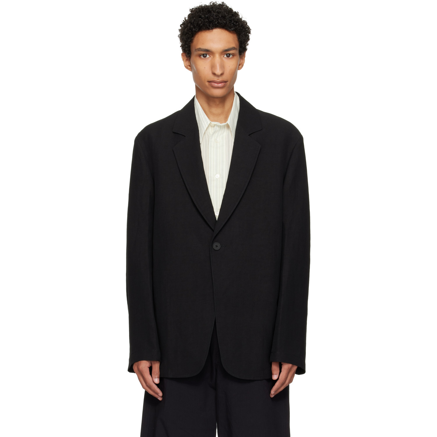 Studio Nicholson Black Denison Linen Blazer
