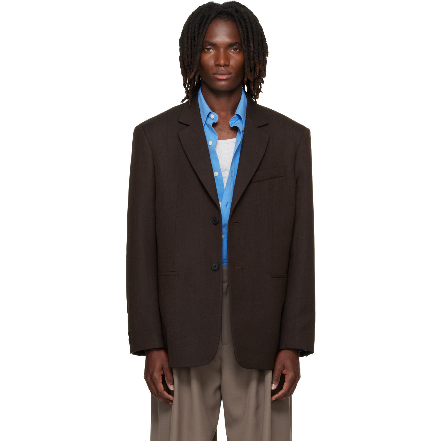 Studio Nicholson Brown Roversi Wool Blazer