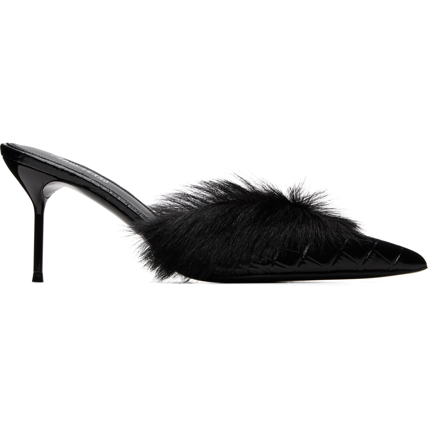 Paris Texas Black Lidia 70mm Fur Heels