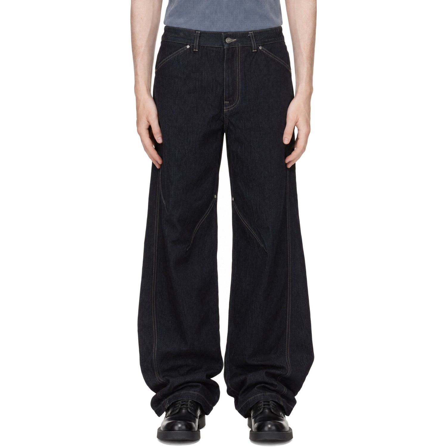 LGN Louis Gabriel Nouchi Indigo Straight Leg Pleat Denim Jeans