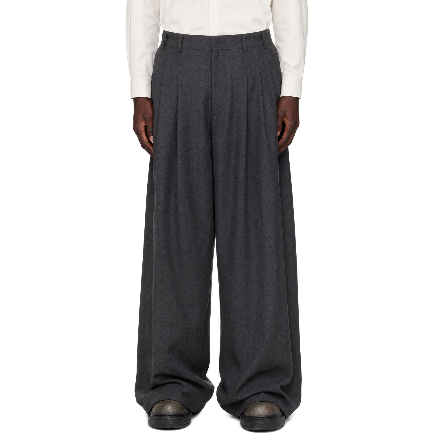LGN Louis Gabriel Nouchi Gray Wide Pleated Trousers
