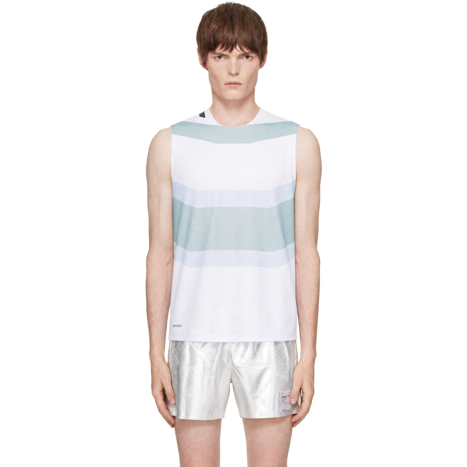 Soar White & Blue Singlet Running Top In White/blue Green Str