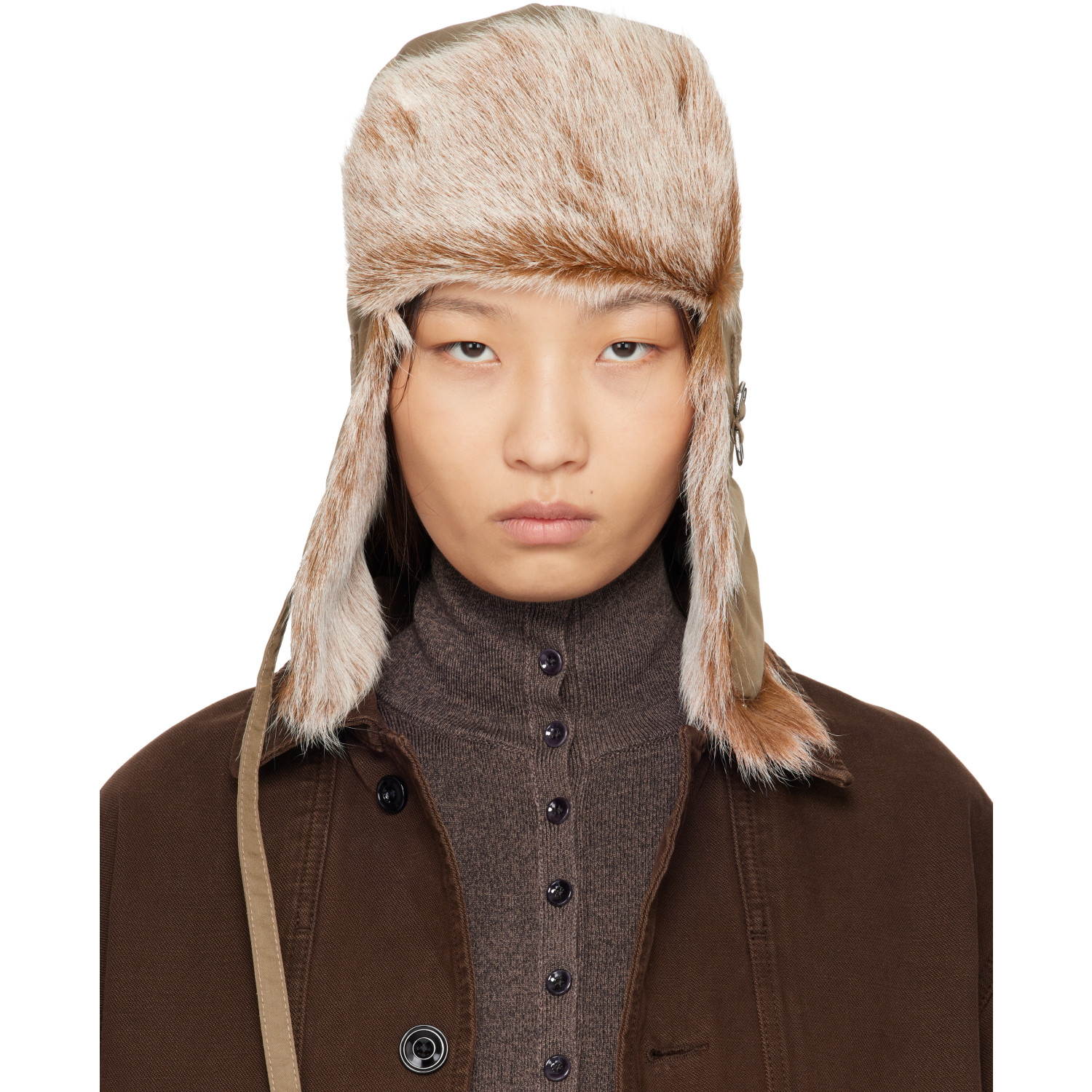LEMAIRE Beige Fuzzy Chapka Hat