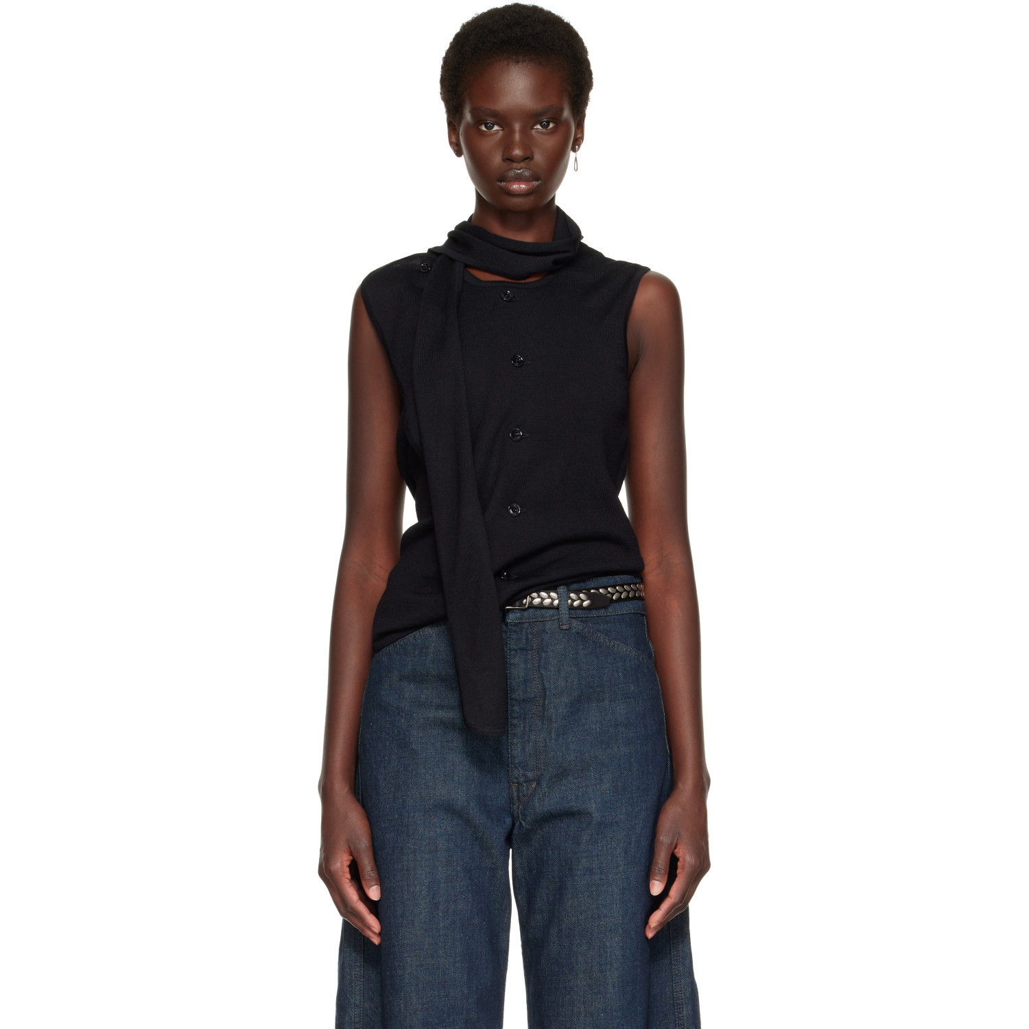 LEMAIRE Black Asymmetrical Cardigan
