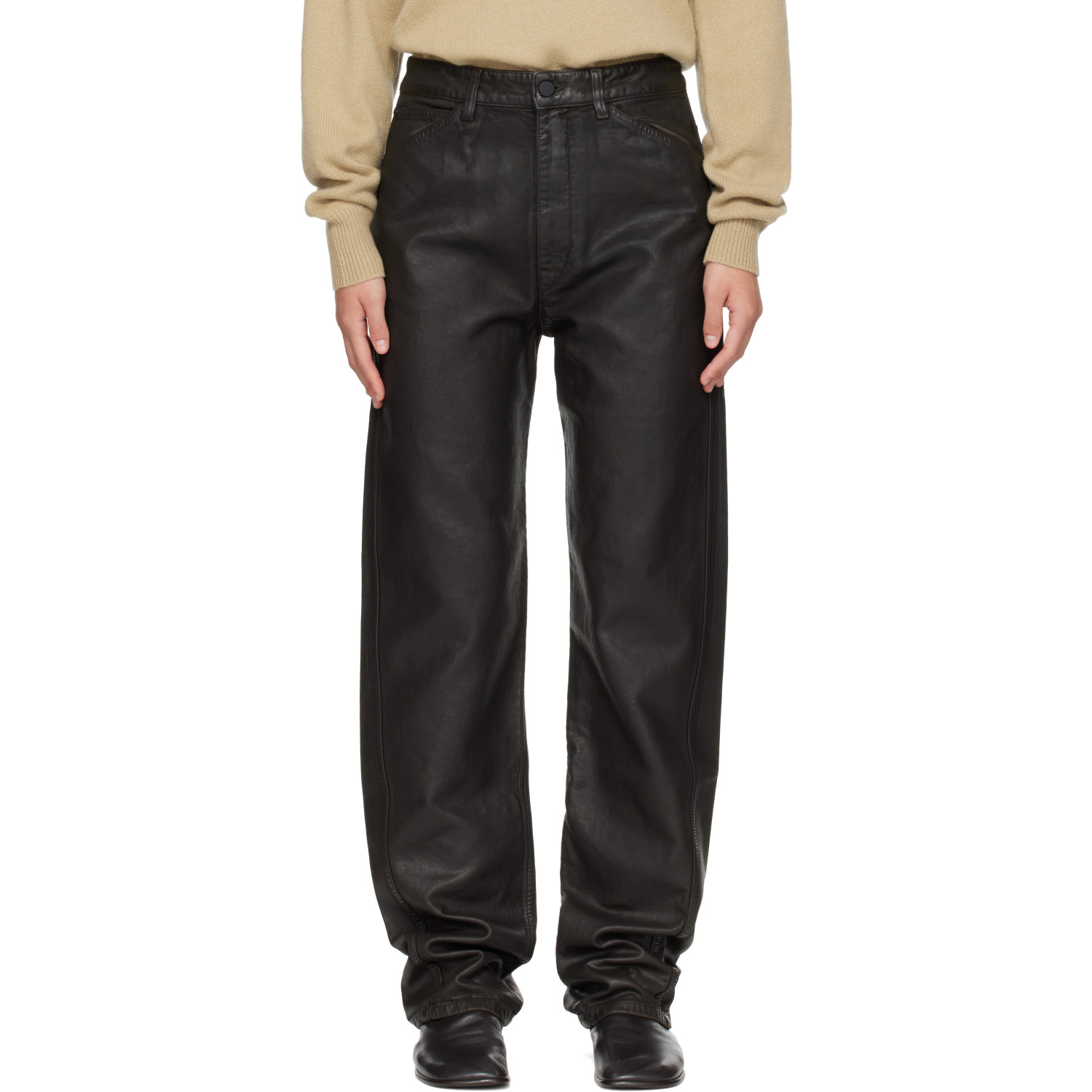 LEMAIRE Brown Five Pockets Twisted Jeans