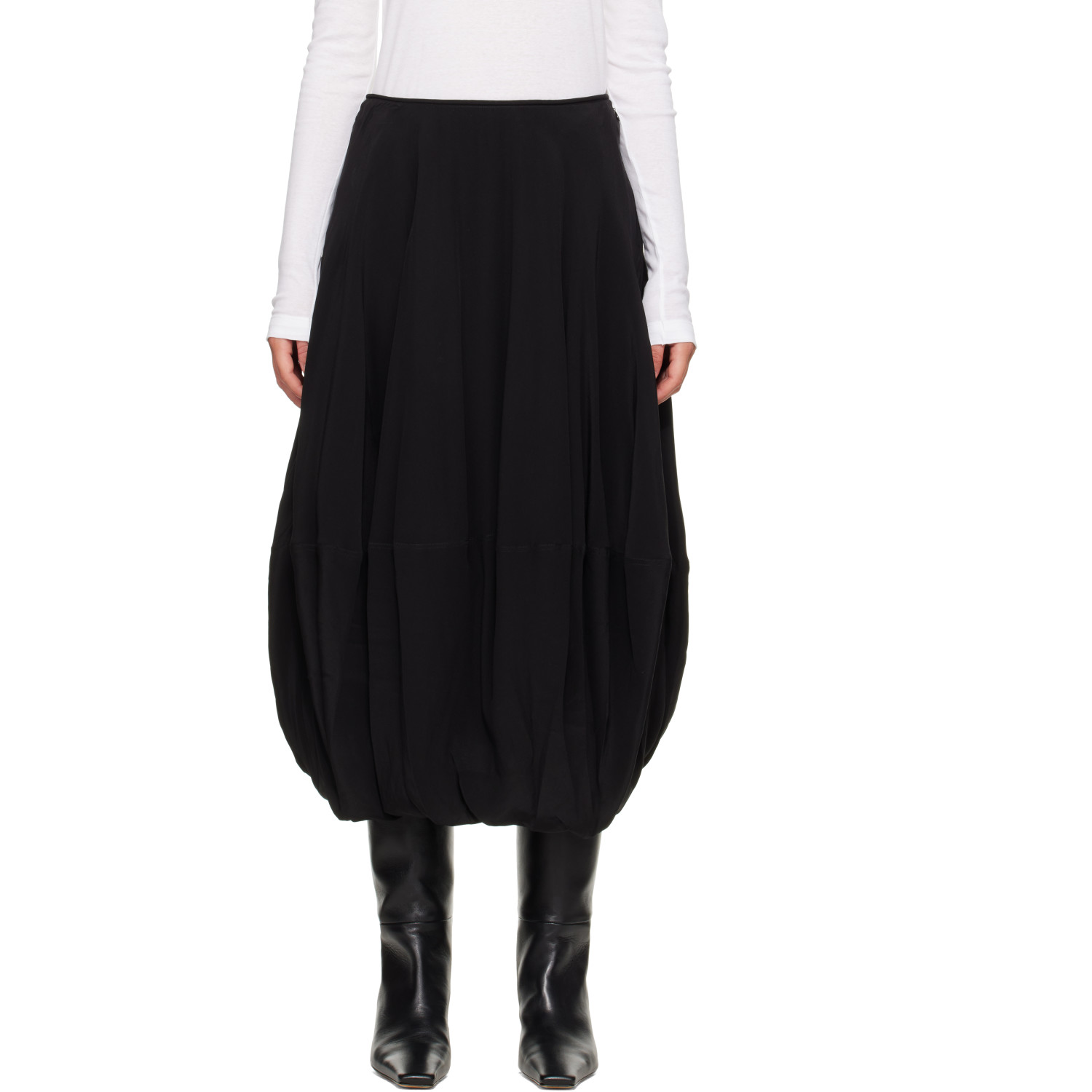 LEMAIRE Black Balloon Midi Skirt