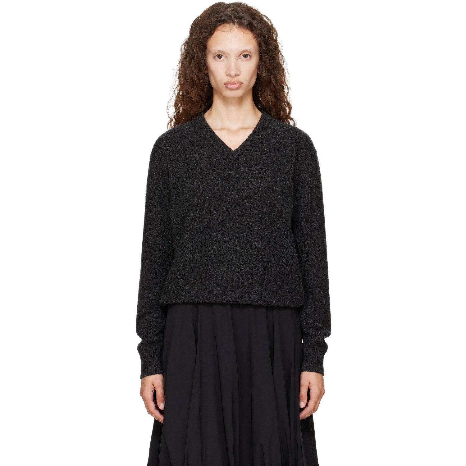 LEMAIRE Gray V-Neck Sweater