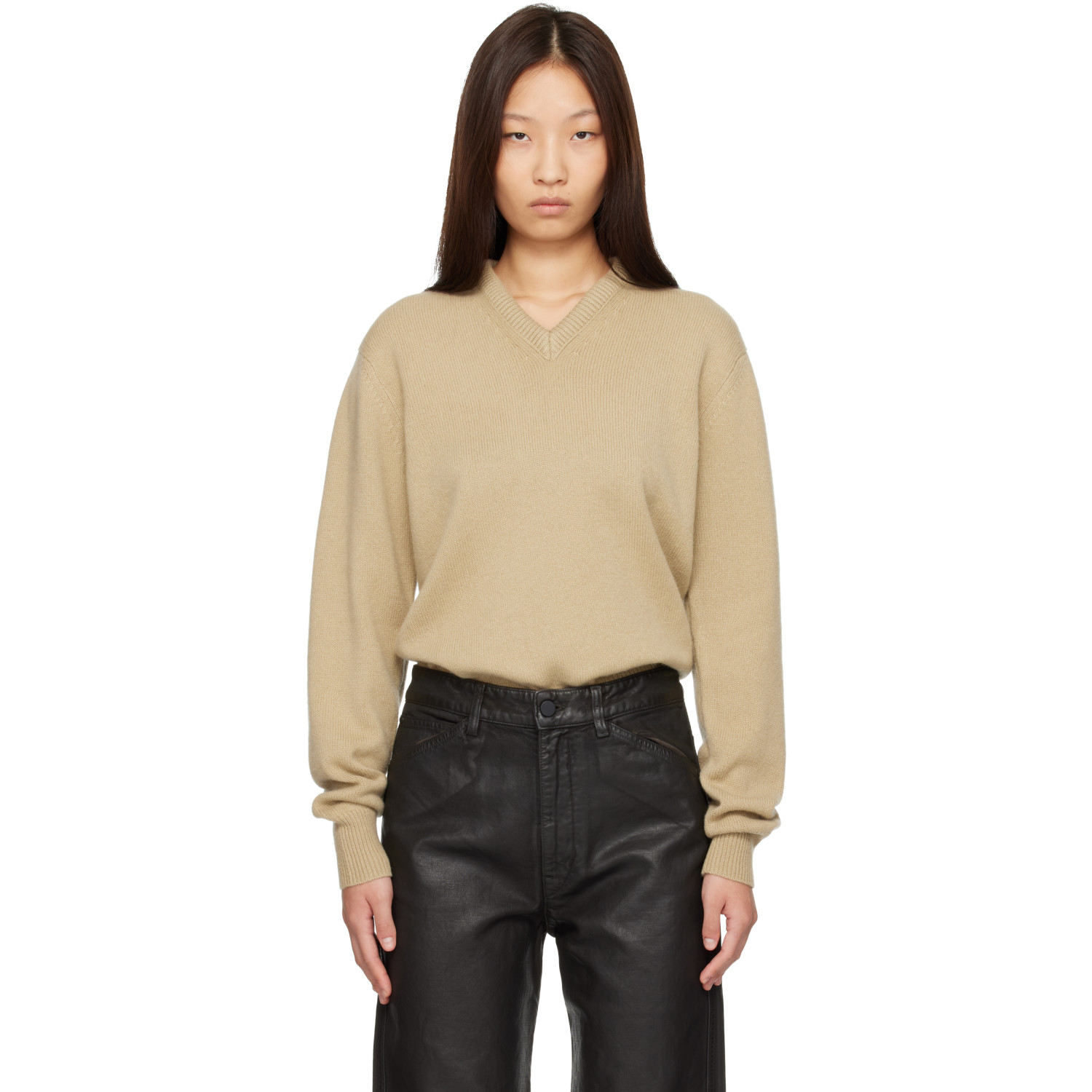 LEMAIRE Beige V-Neck Sweater