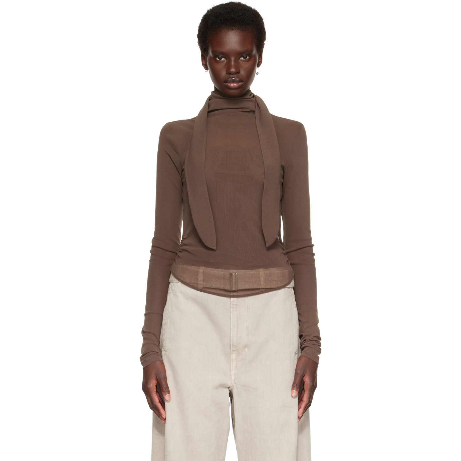 LEMAIRE Brown Ballerina Scarf Blouse