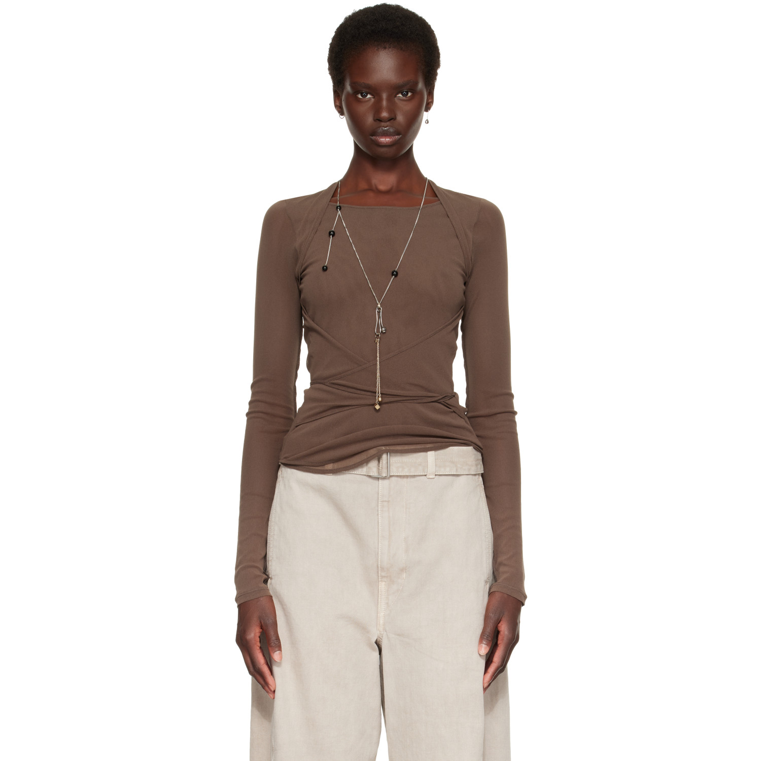LEMAIRE Brown Ballerina Wrap Blouse