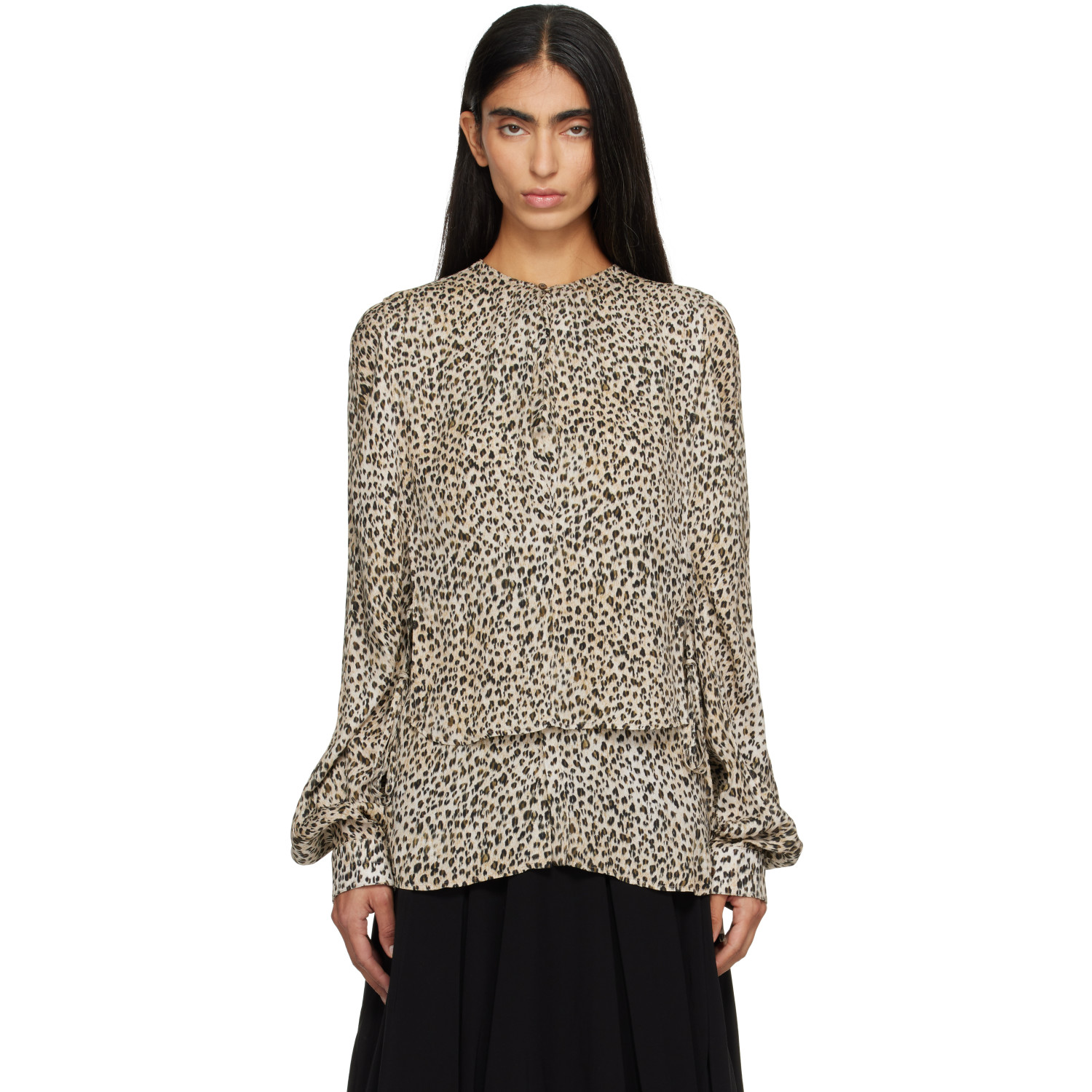 LEMAIRE Beige Printed Two Layers Blouse