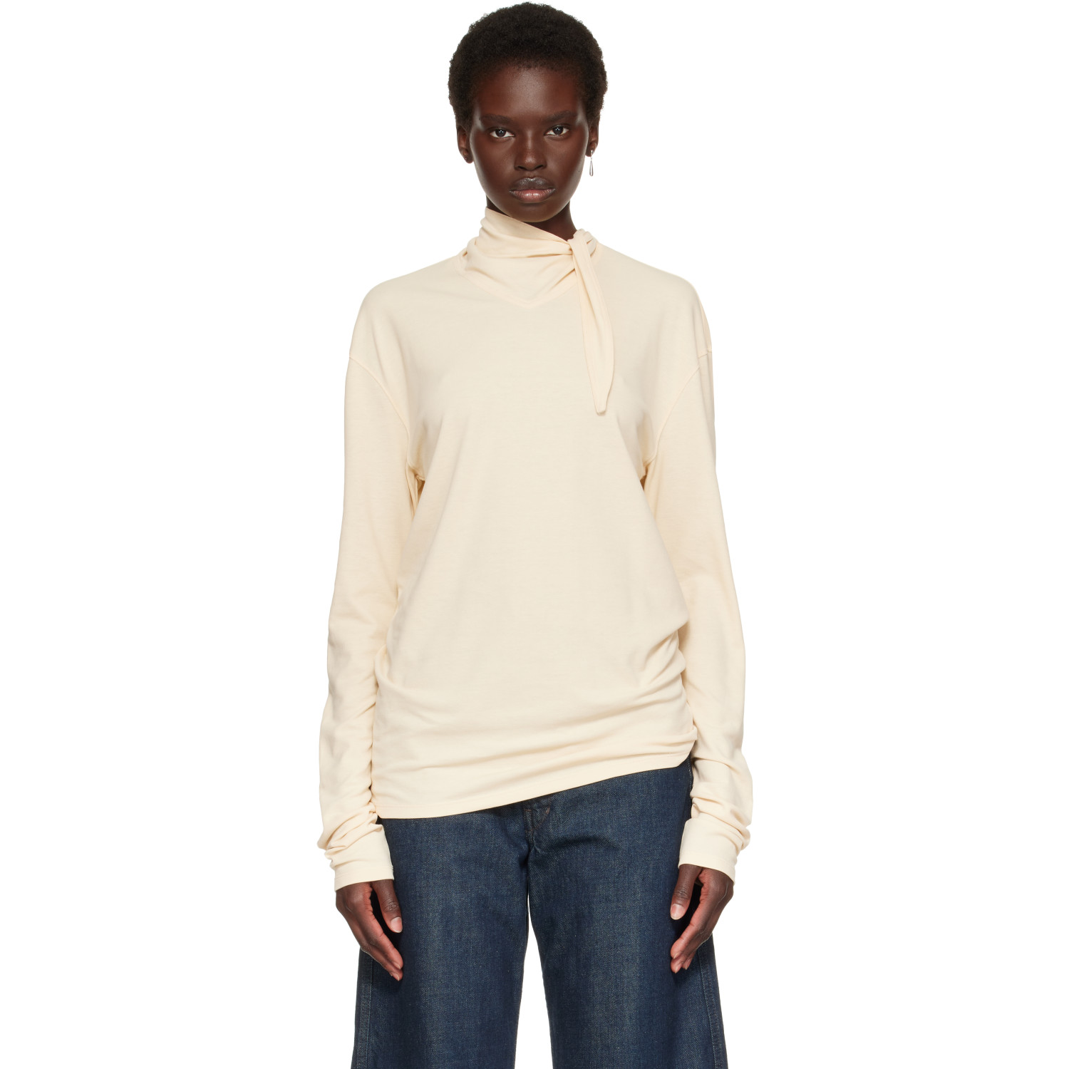 LEMAIRE Off-White Long-Sleeve Scarf T-shirt