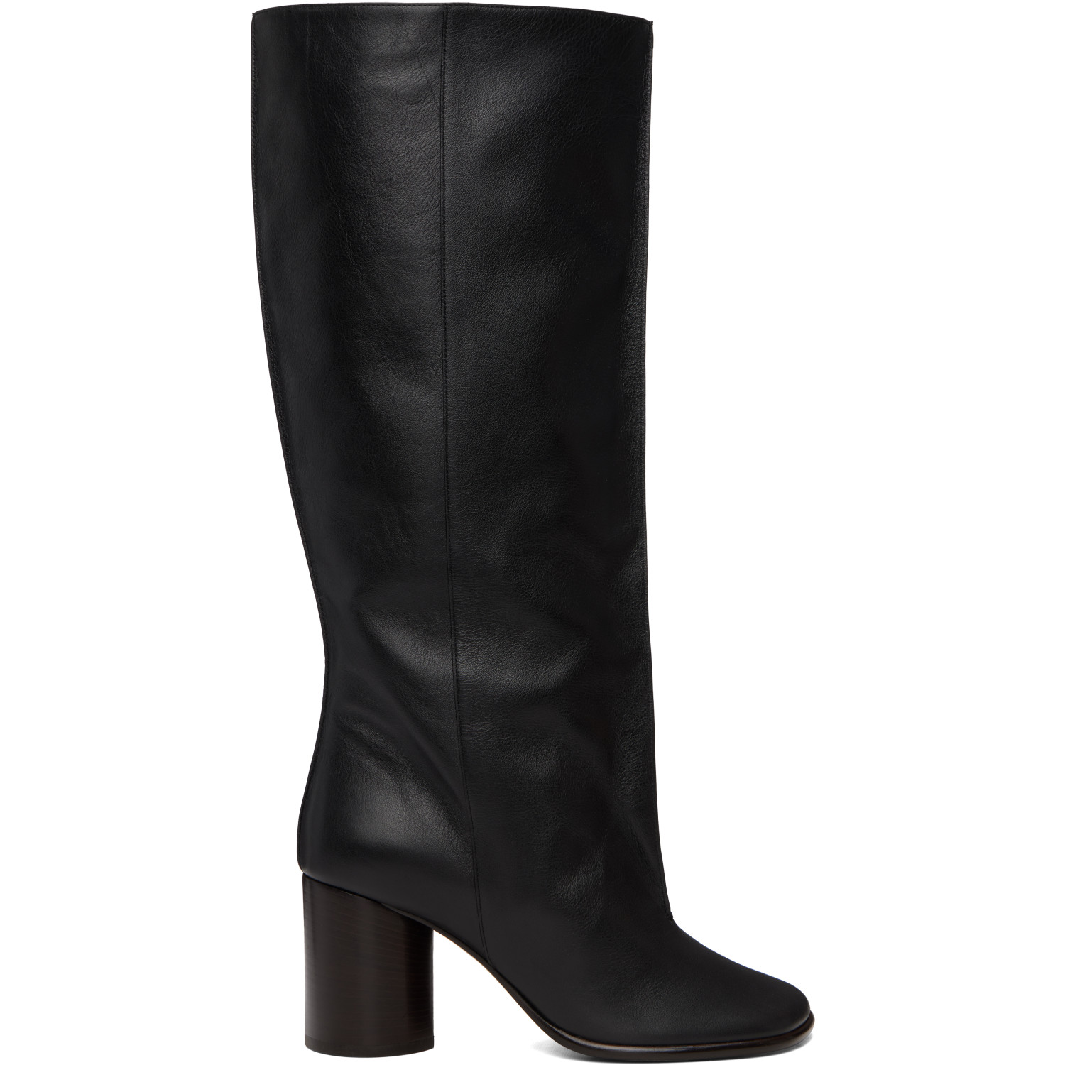 LEMAIRE Black Crease Sleeve Tall Boots