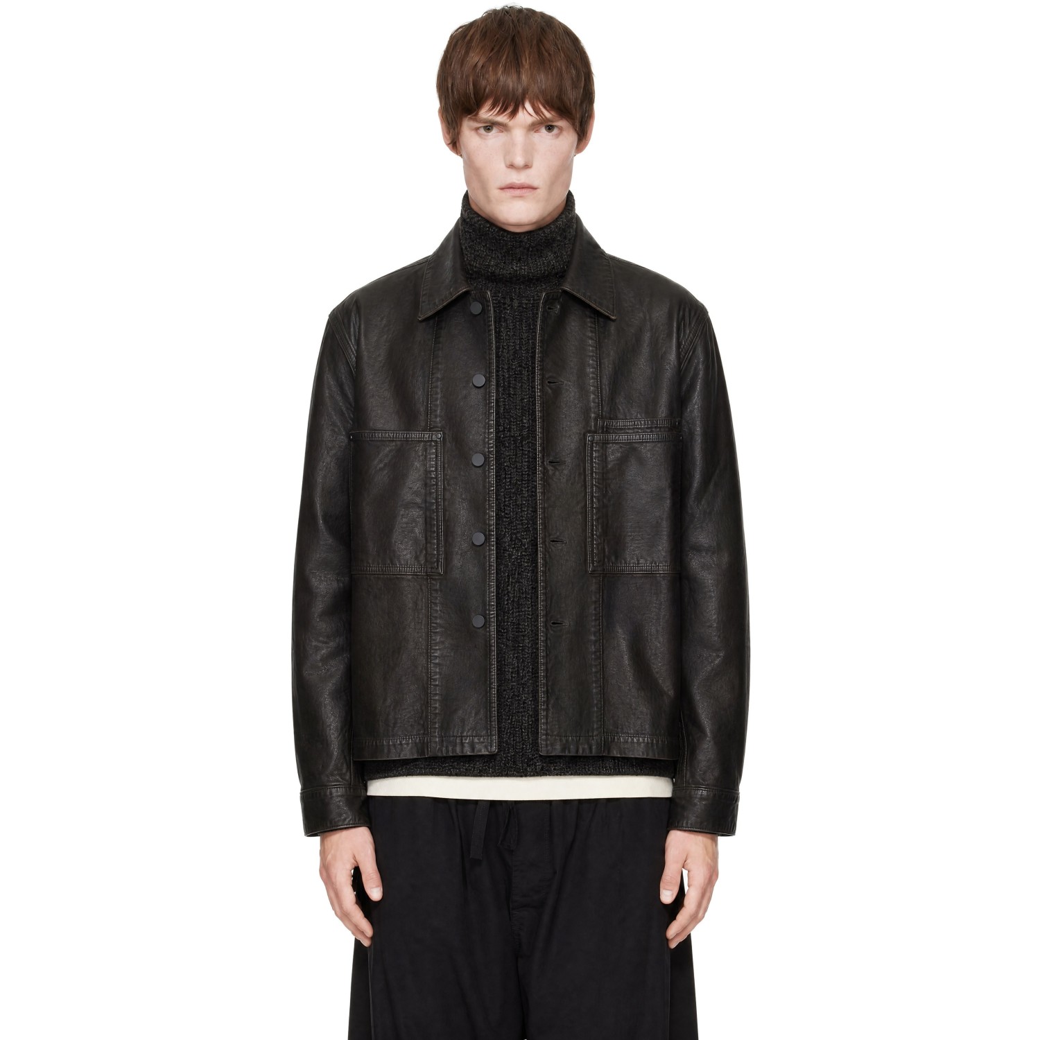 LEMAIRE Brown Workwear Coated Denim Overshirt