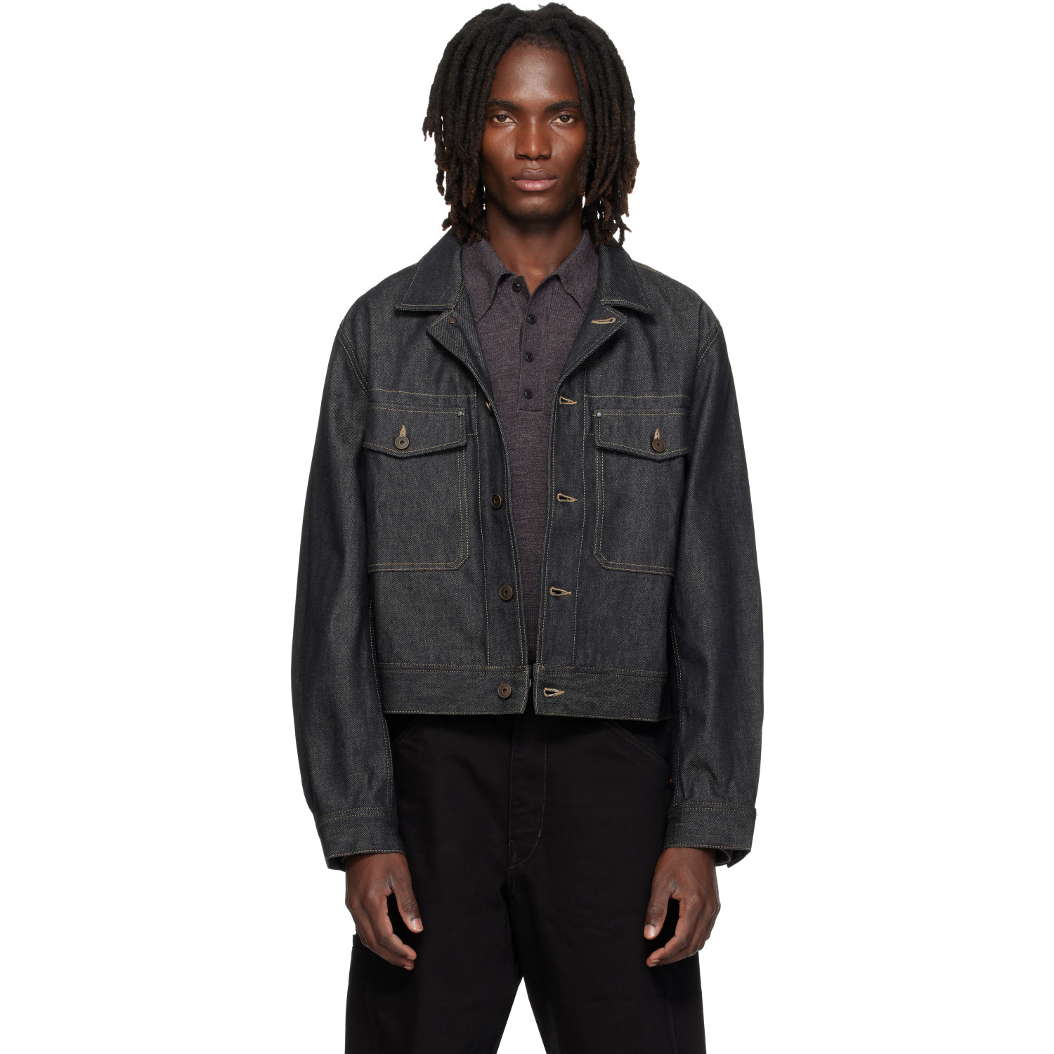 LEMAIRE Navy Denim Trucker Jacket