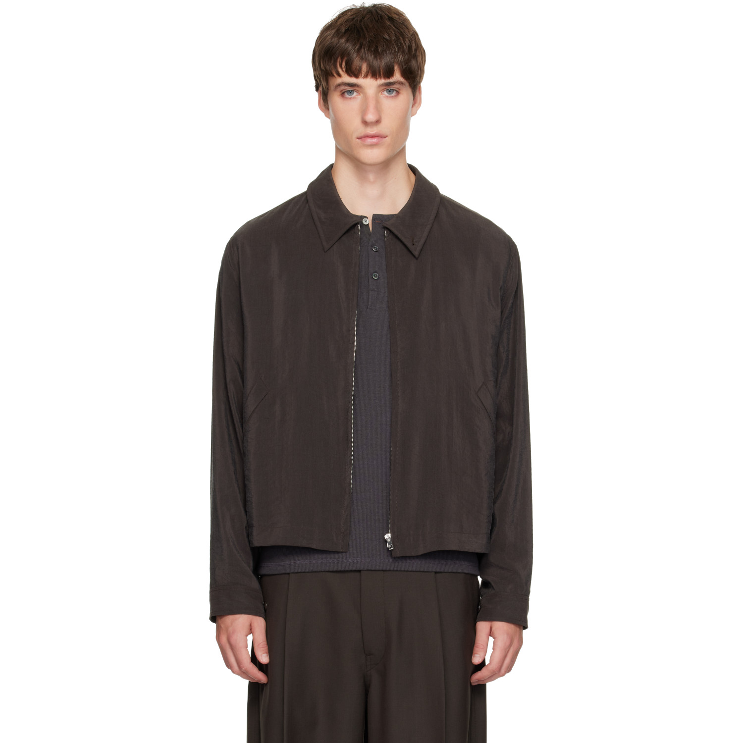LEMAIRE Brown Light Zipped Blouson Jacket