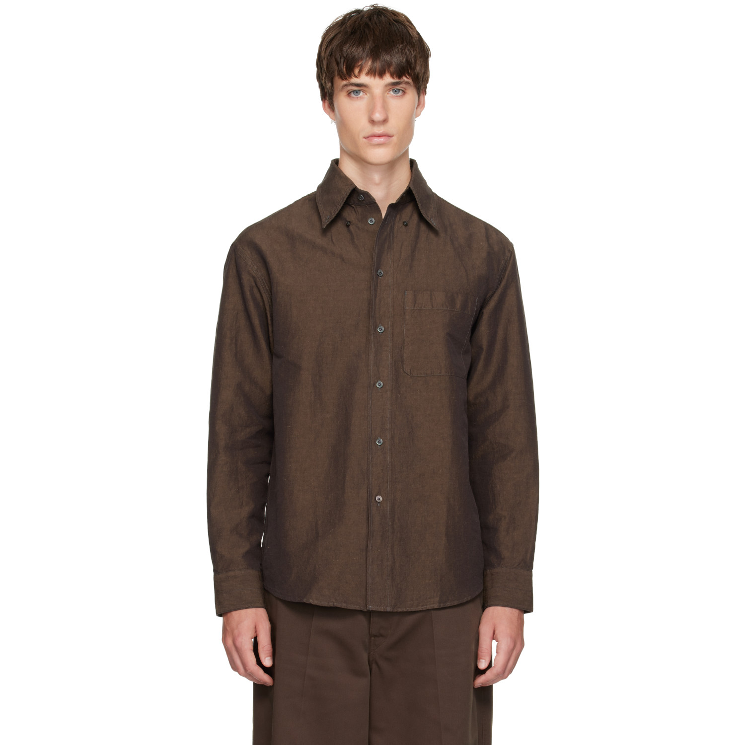 LEMAIRE Brown Button Down Shirt