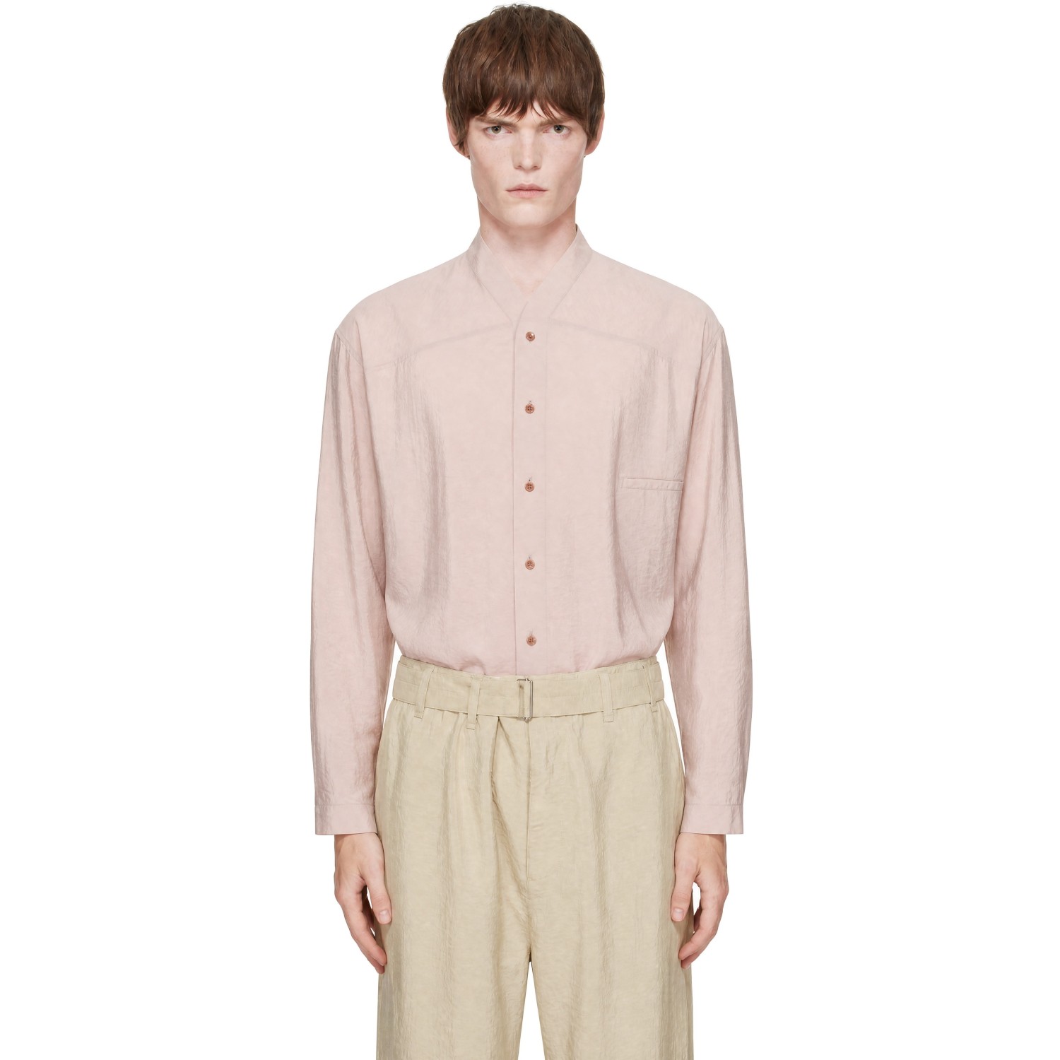 LEMAIRE Pink V-Neck Shirt