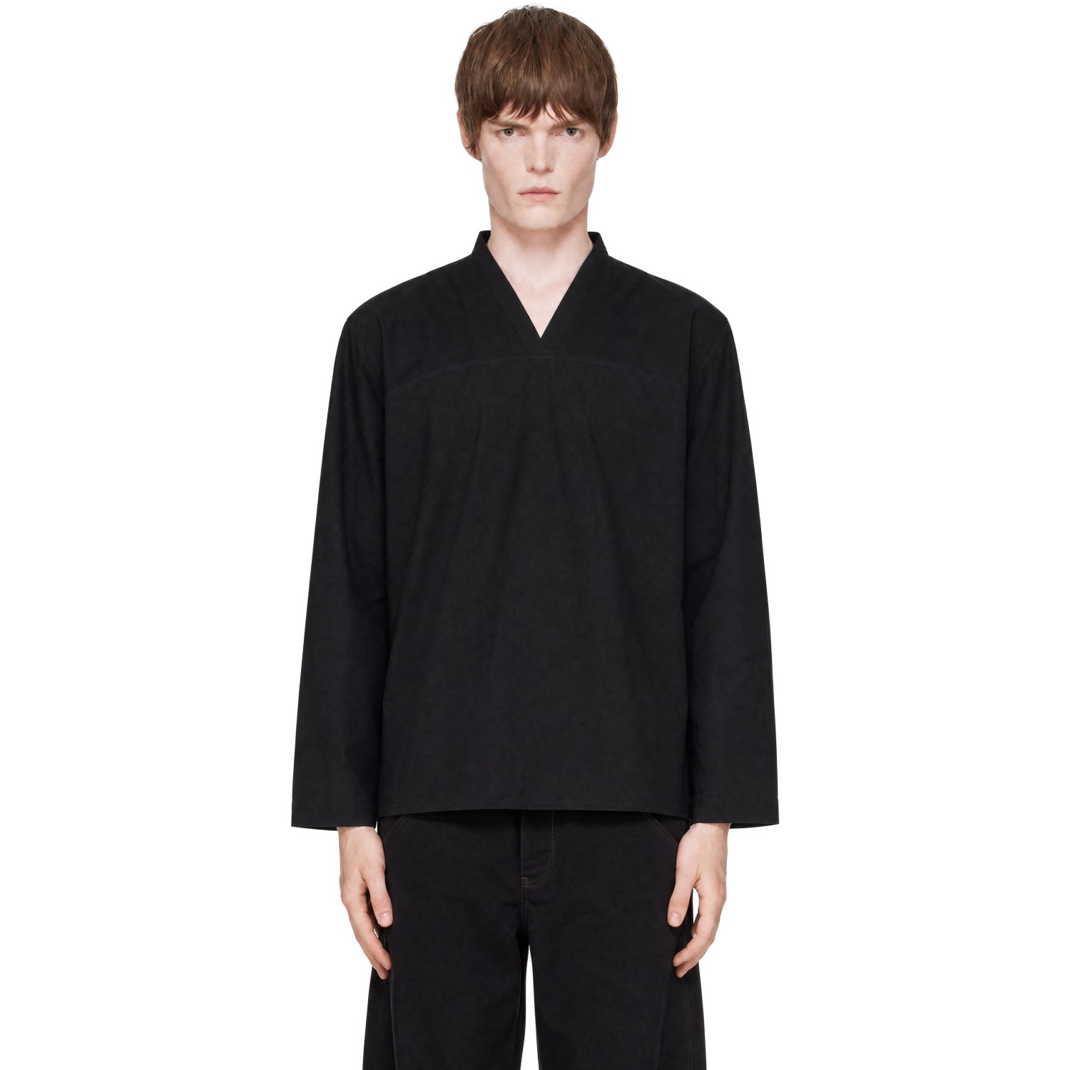 LEMAIRE Black V-Neck Top