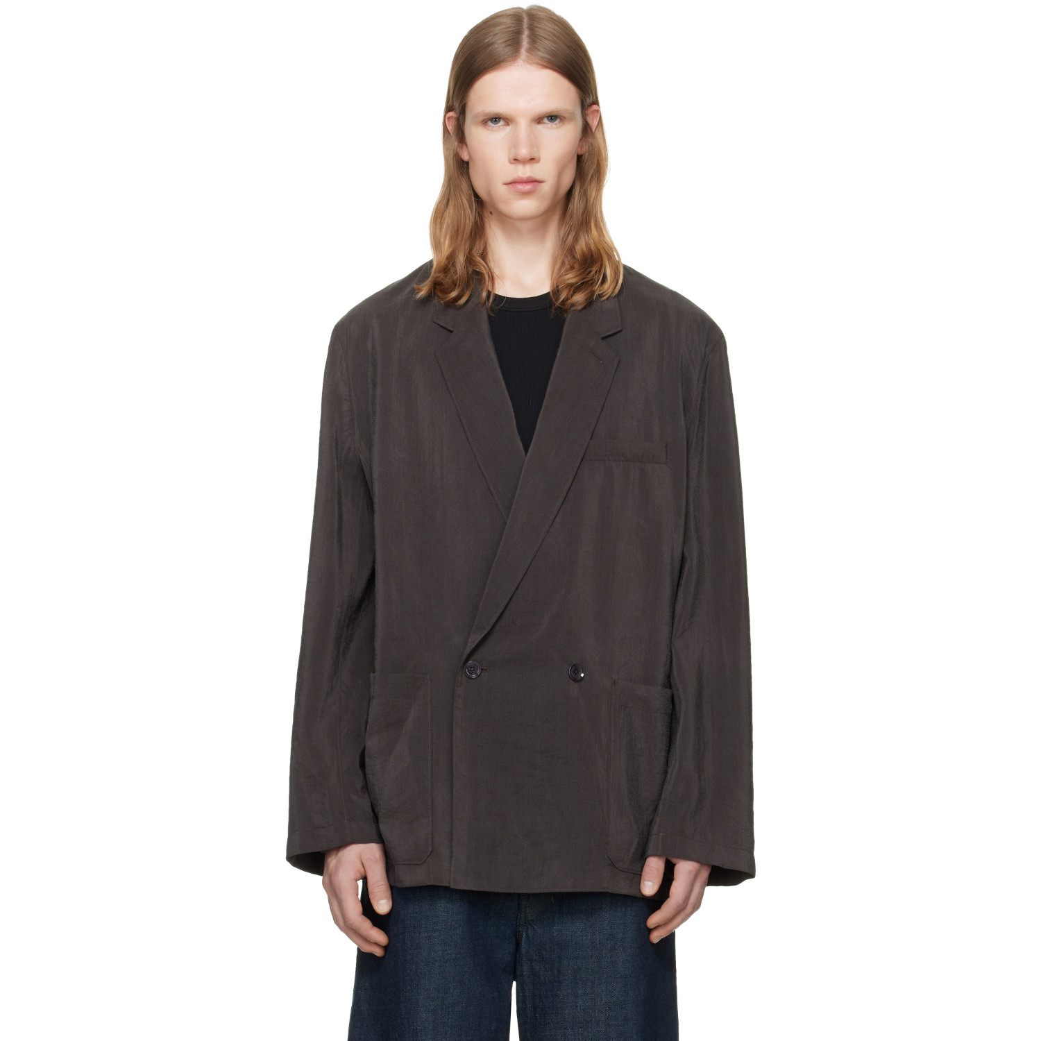 LEMAIRE Brown Soft Double Breasted Blazer