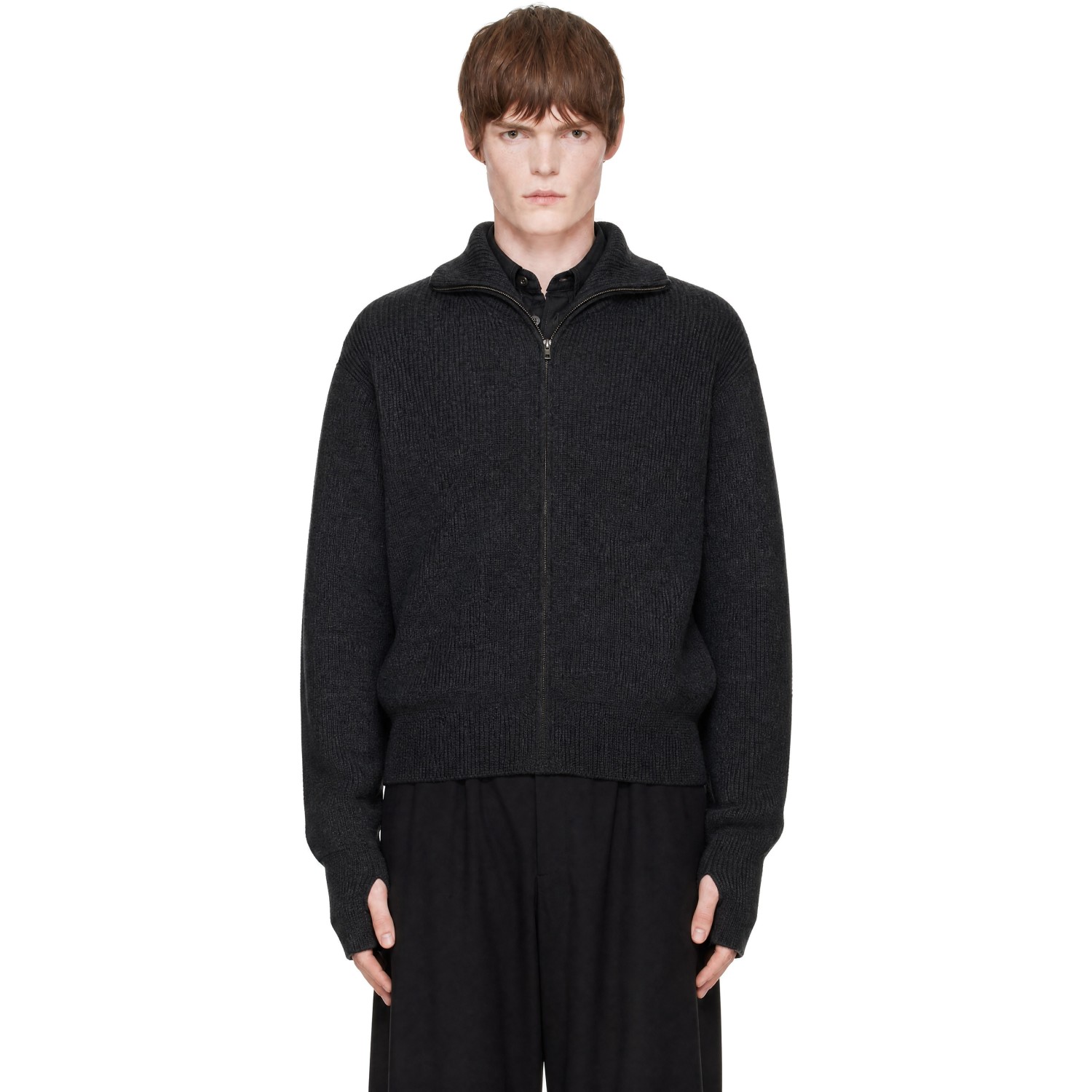 LEMAIRE Gray Zipped Cardigan Sweater