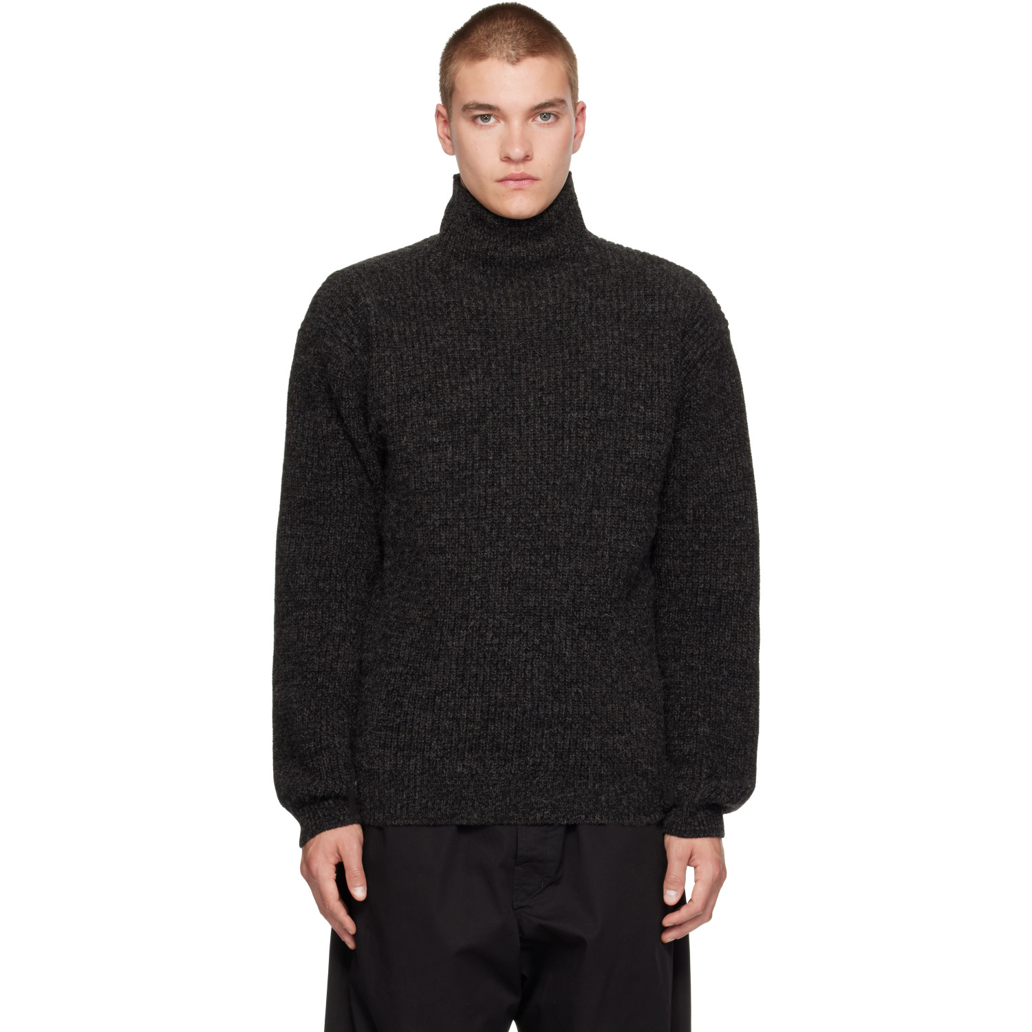 LEMAIRE Gray High Neck Yak Alpaca Sweater