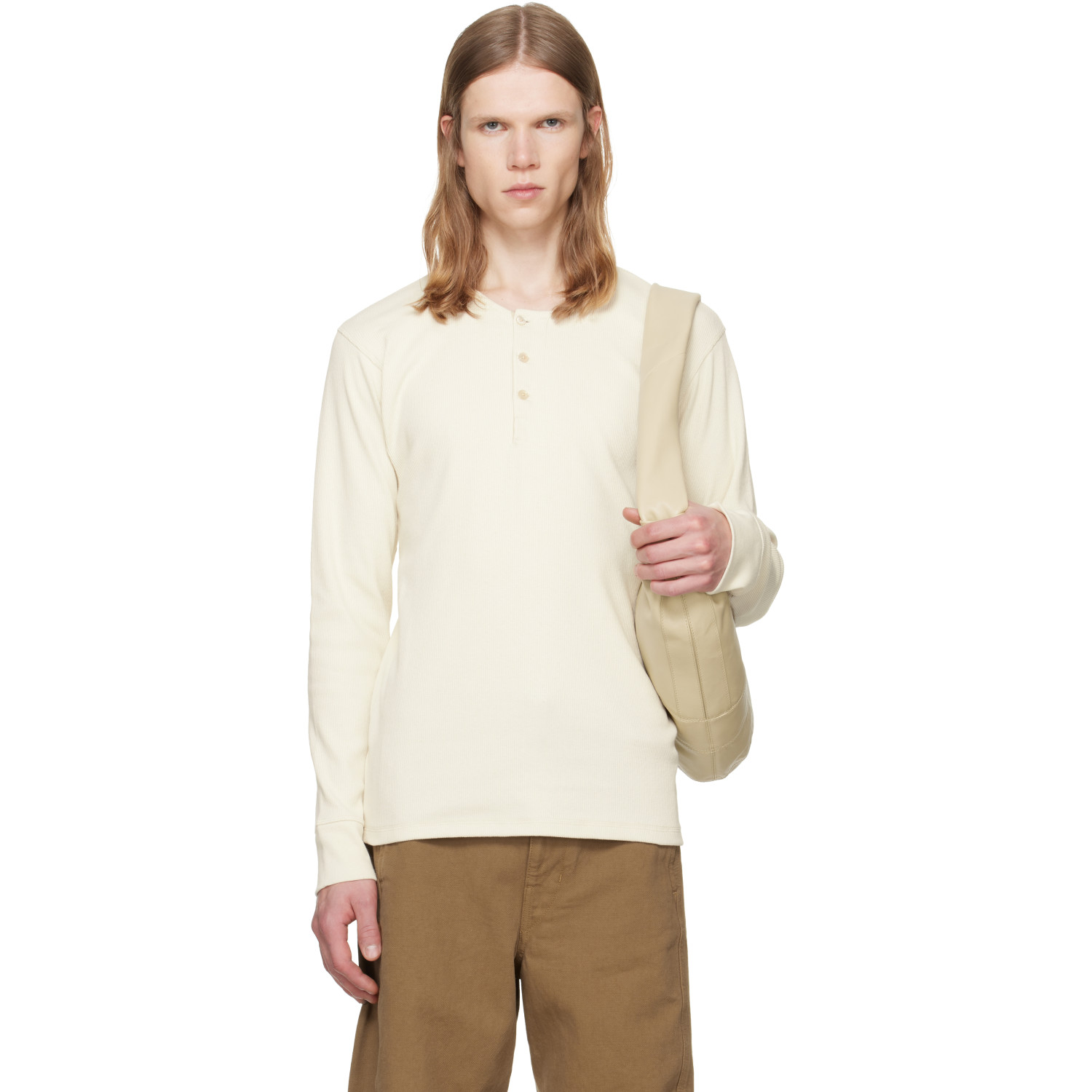 LEMAIRE Off-White Long Sleeve Henley T-shirt