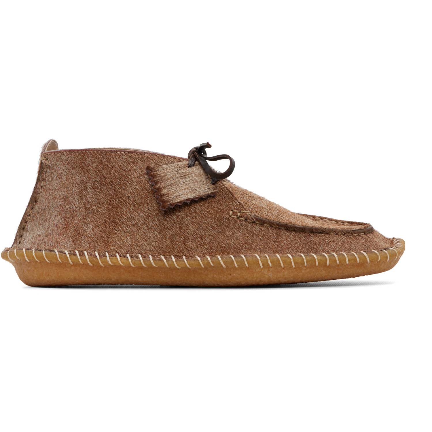 LEMAIRE Brown Horsy Hair Leather Moc Boots