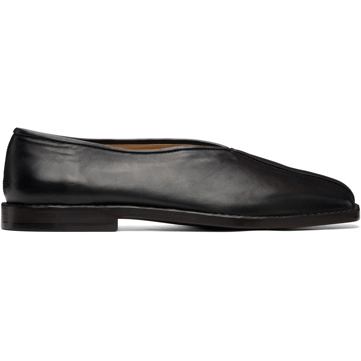 LEMAIRE Black Flat Piped Slippers