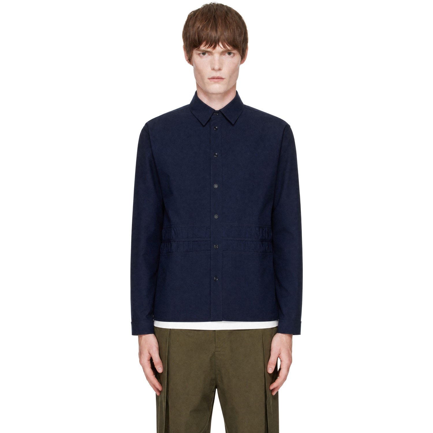 Sage Nation Navy Fossil Ls Shirt In Navy Blue
