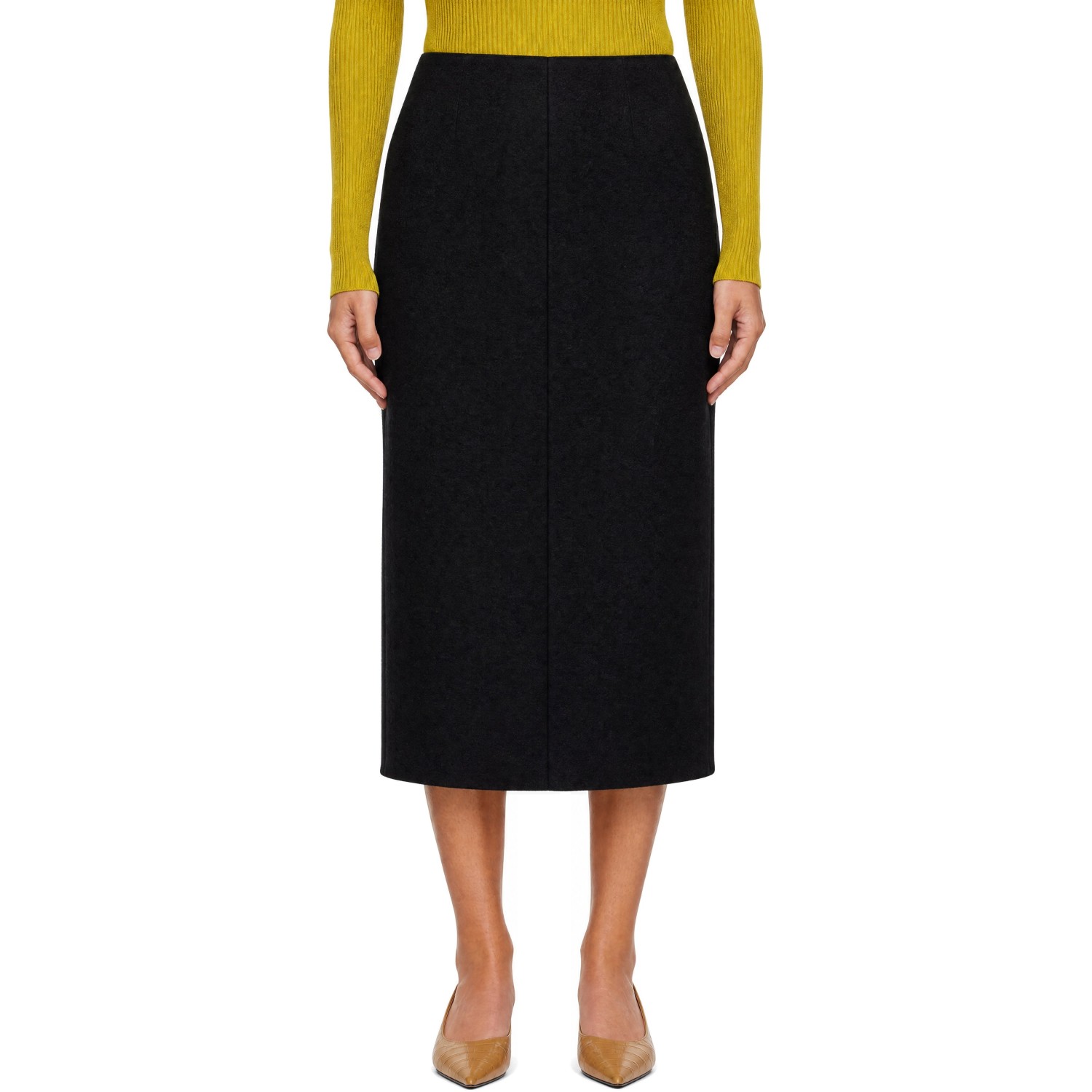 Rier Black Walker Pleat Midi Skirt