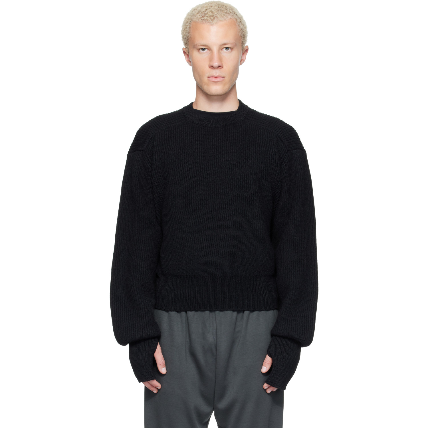 Rier Black Roundneck Utility Sweater