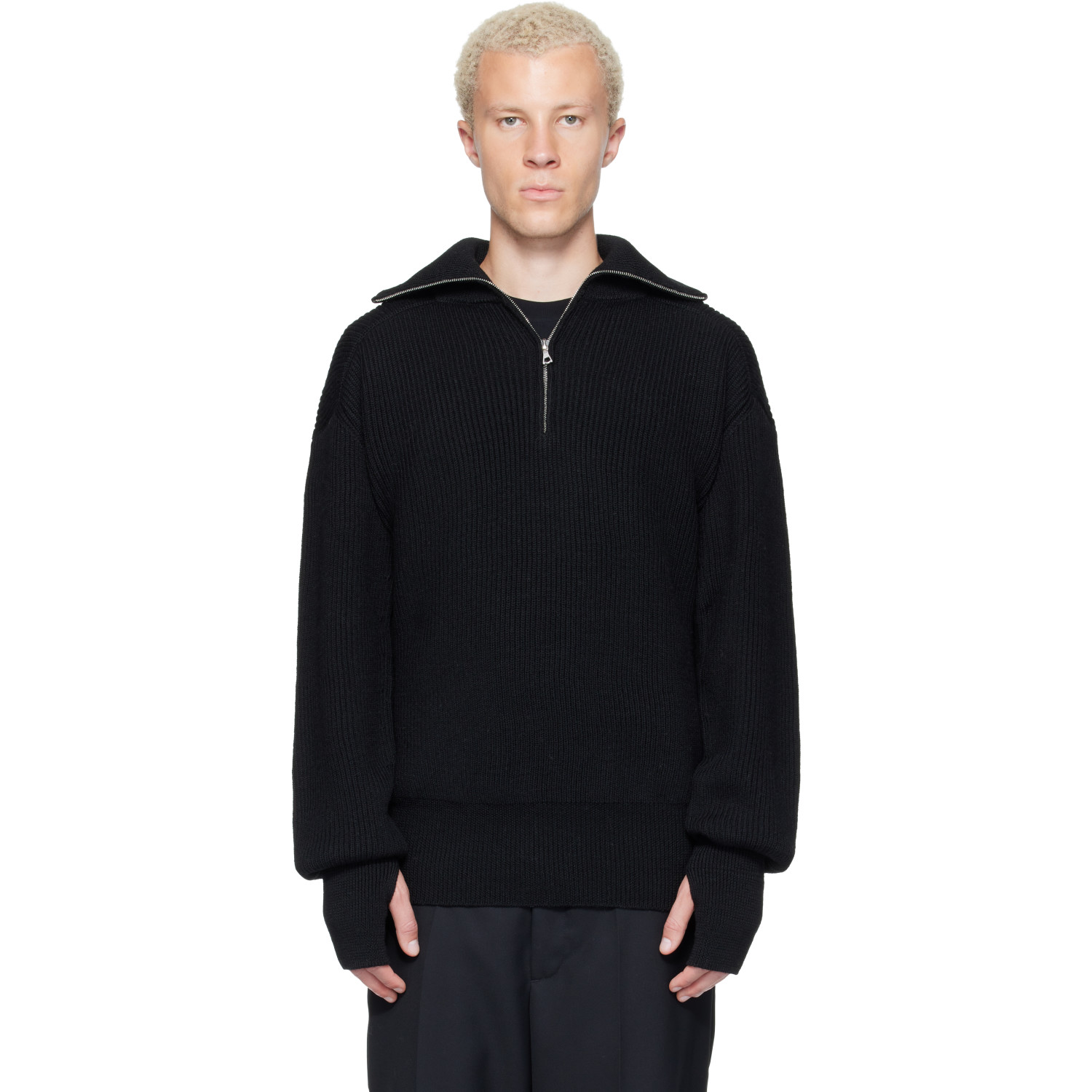 Rier Black Halfzip Utility Sweater