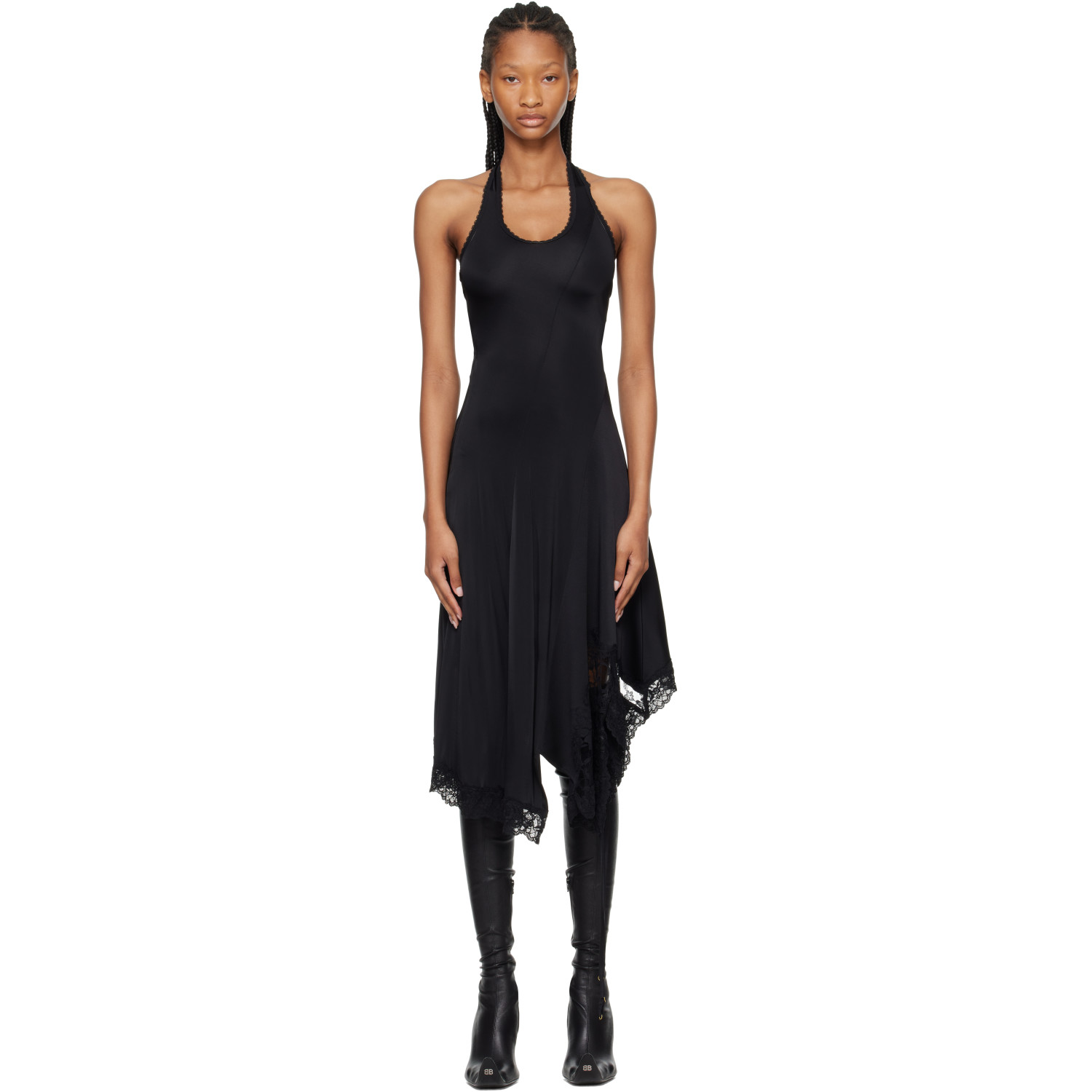 VETEMENTS Black Twisted Lingerie Midi Dress