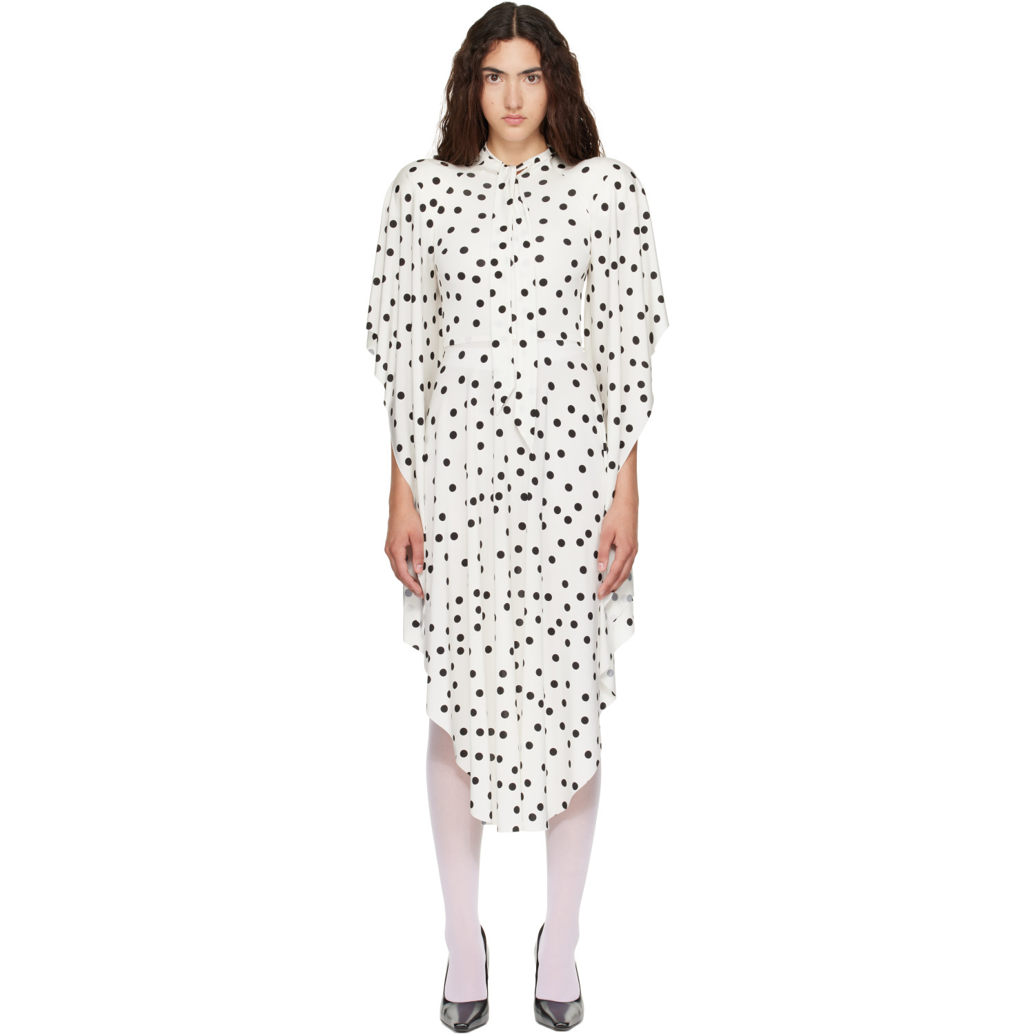 VETEMENTS White Round Shoulder Midi Dress