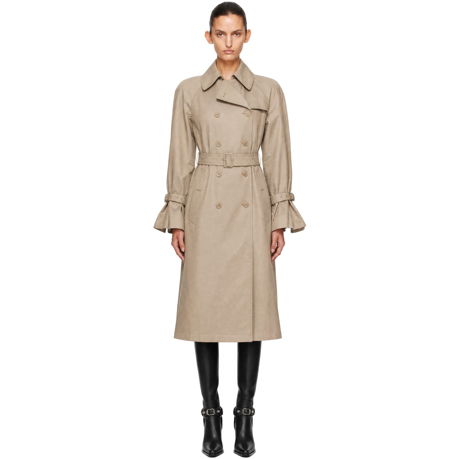 VETEMENTS Beige Round Shoulder Open Back Trench Coat