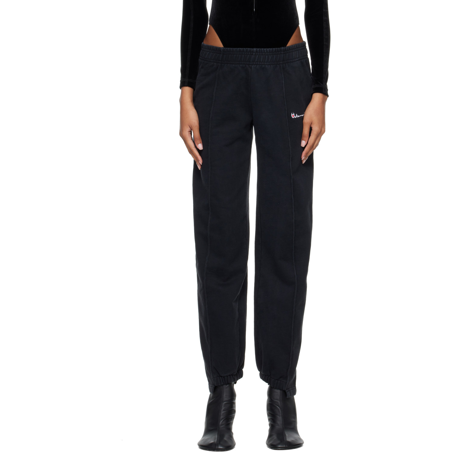VETEMENTS Black Athletic Logo Cut-Up Sweatpants