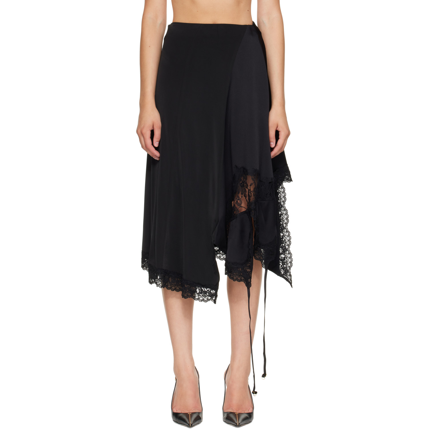 VETEMENTS Black Reworked Slip Midi Skirt