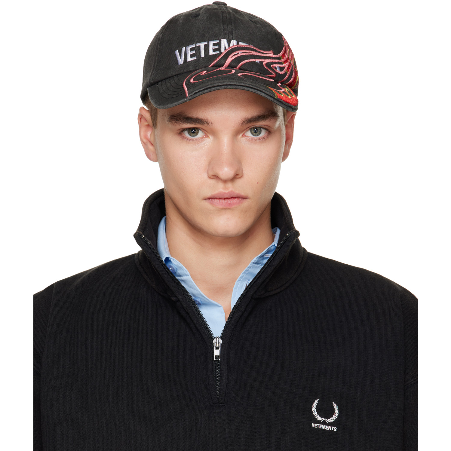 VETEMENTS Black Flame Logo Cap