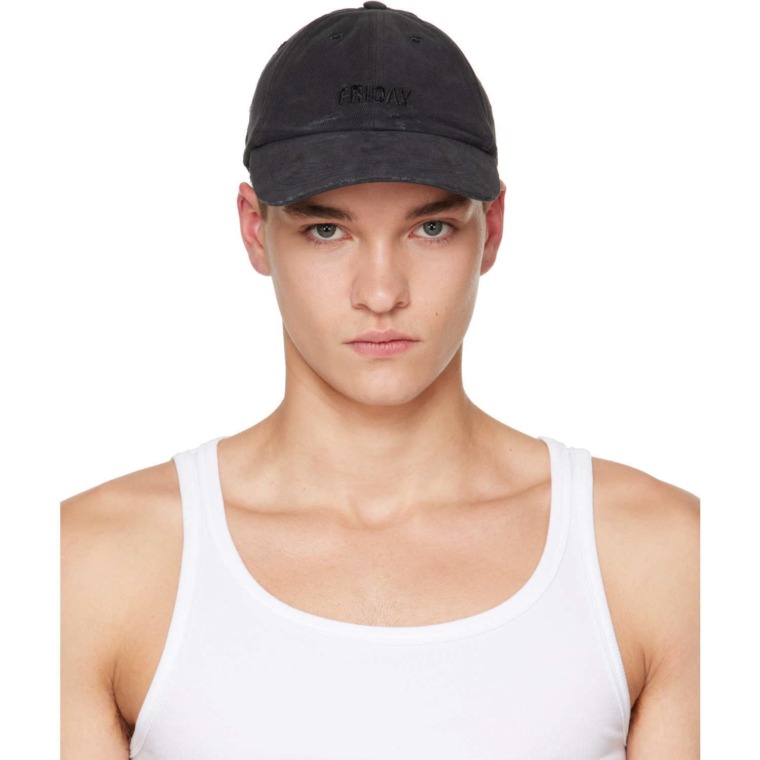VETEMENTS Black 'Friday' Distressed Cap