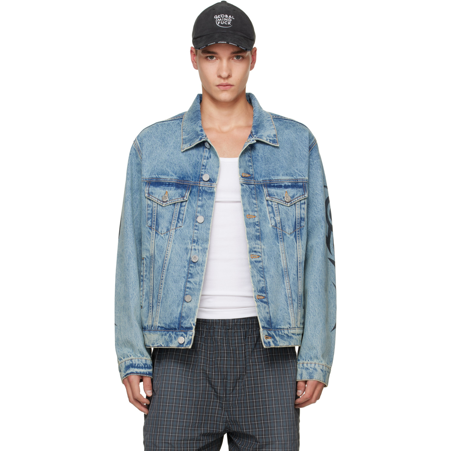 VETEMENTS Blue Graffiti Denim Jacket